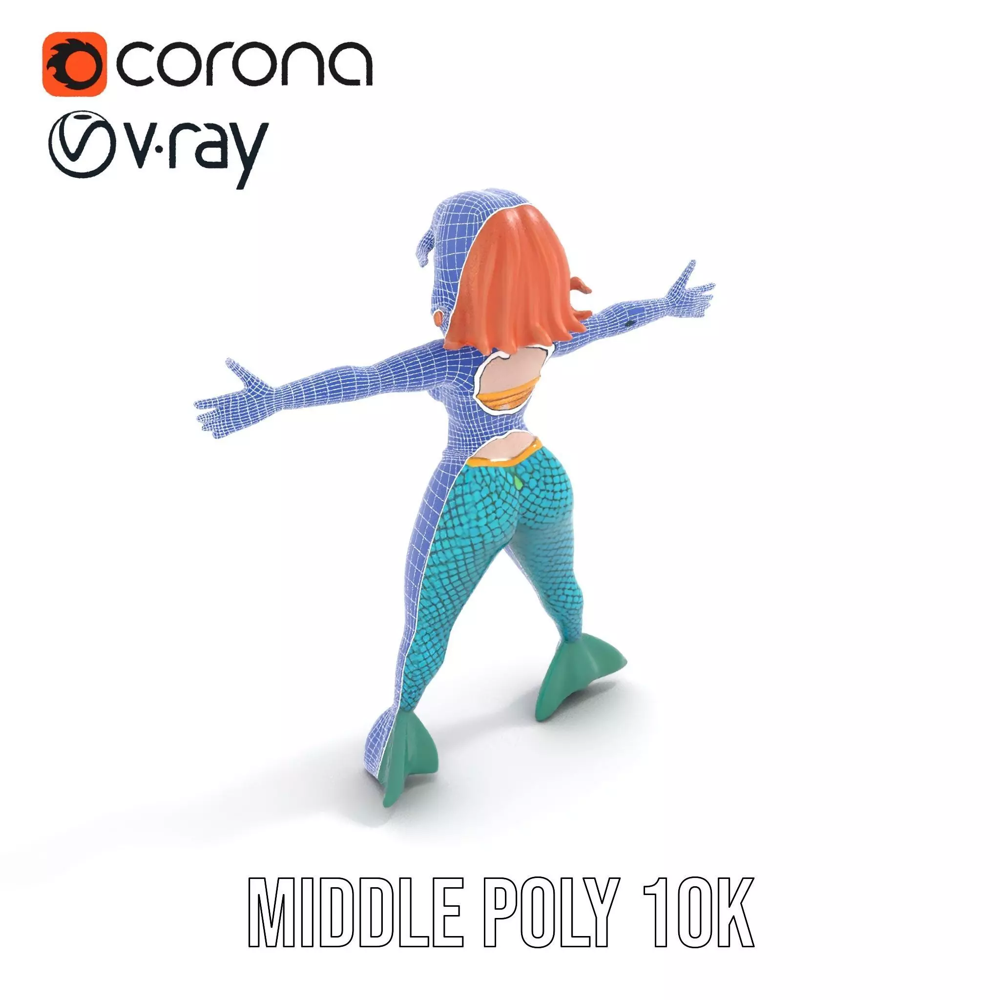 Fantasy Mermaid Character model pack Low-poly 3D model_23