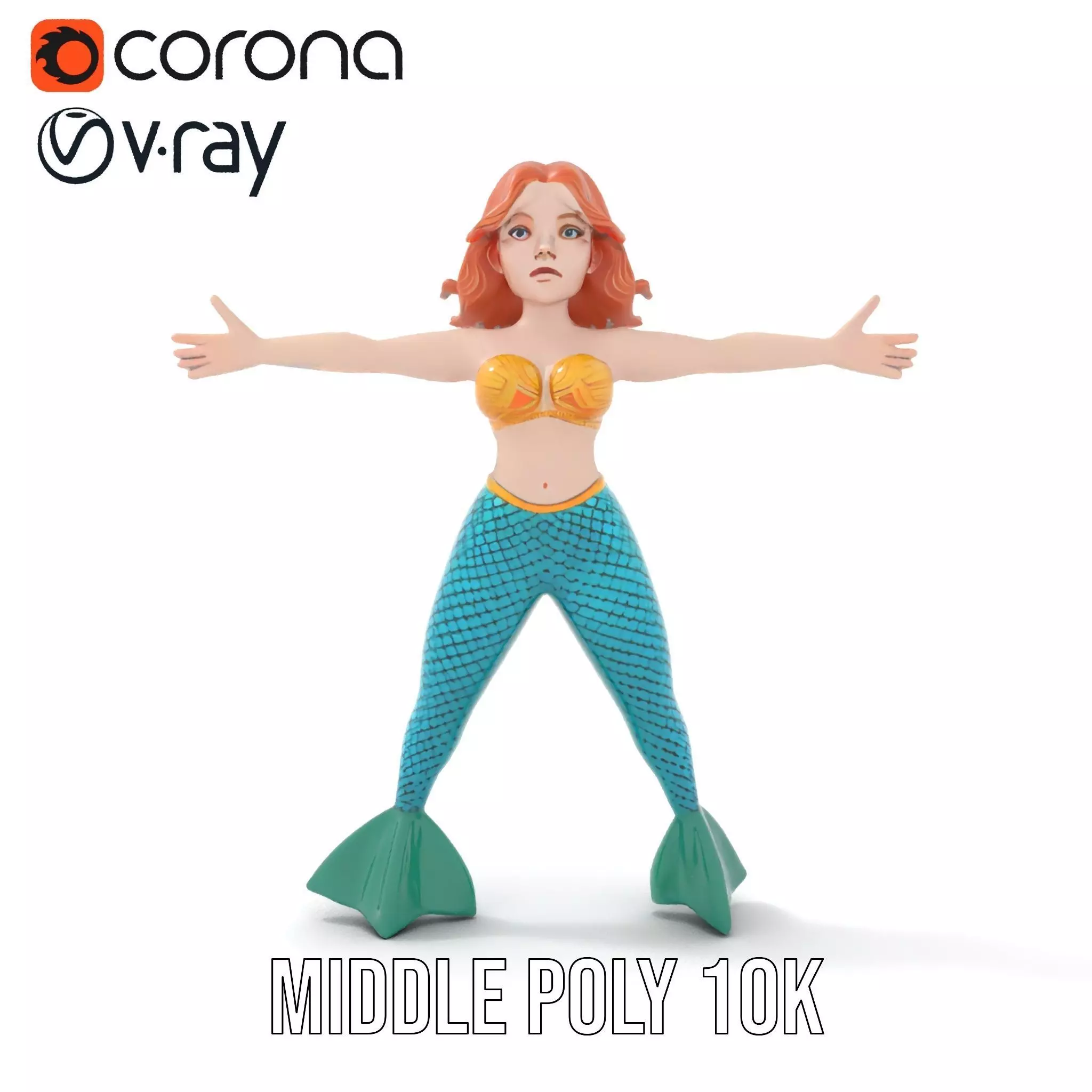 Fantasy Mermaid Character model pack Low-poly 3D model_6