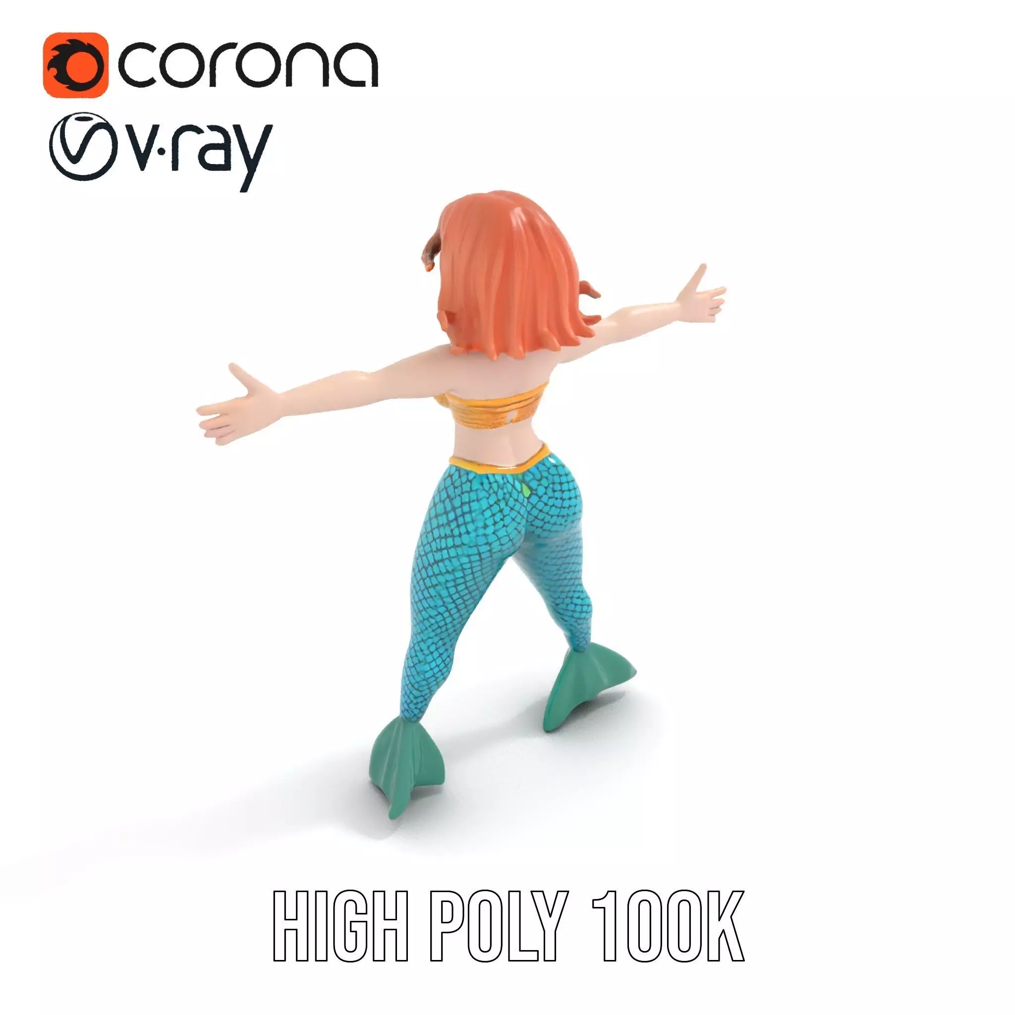 Fantasy Mermaid Character model pack Low-poly 3D model_13
