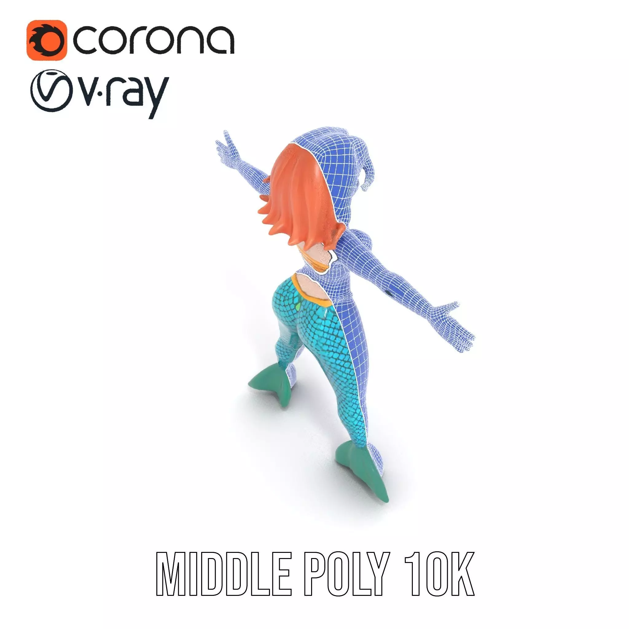 Fantasy Mermaid Character model pack Low-poly 3D model_29