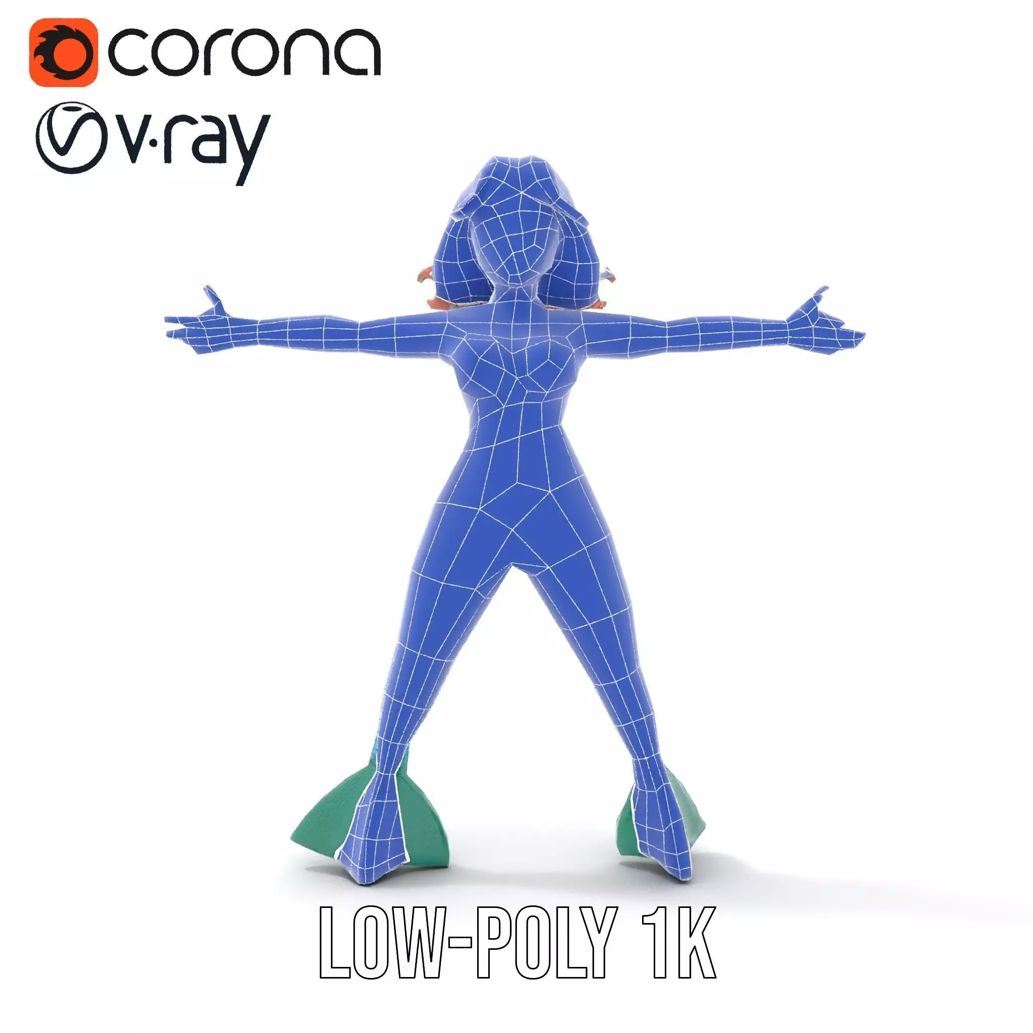 Fantasy Mermaid Character model pack Low-poly 3D model_20