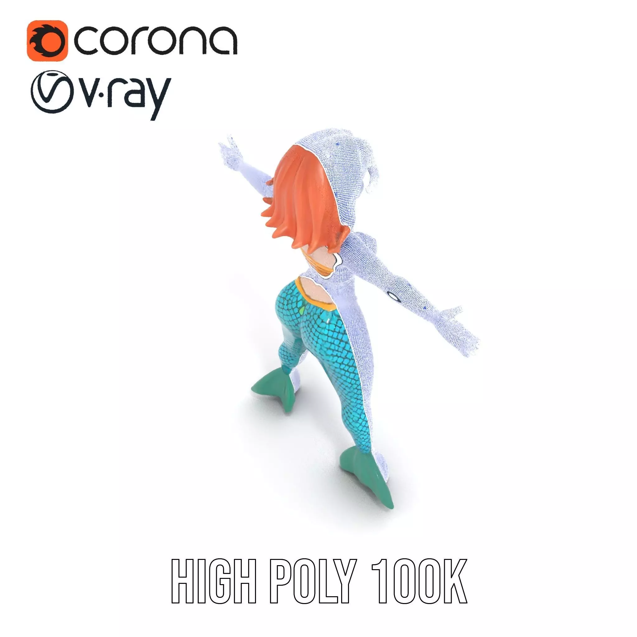 Fantasy Mermaid Character model pack Low-poly 3D model_34