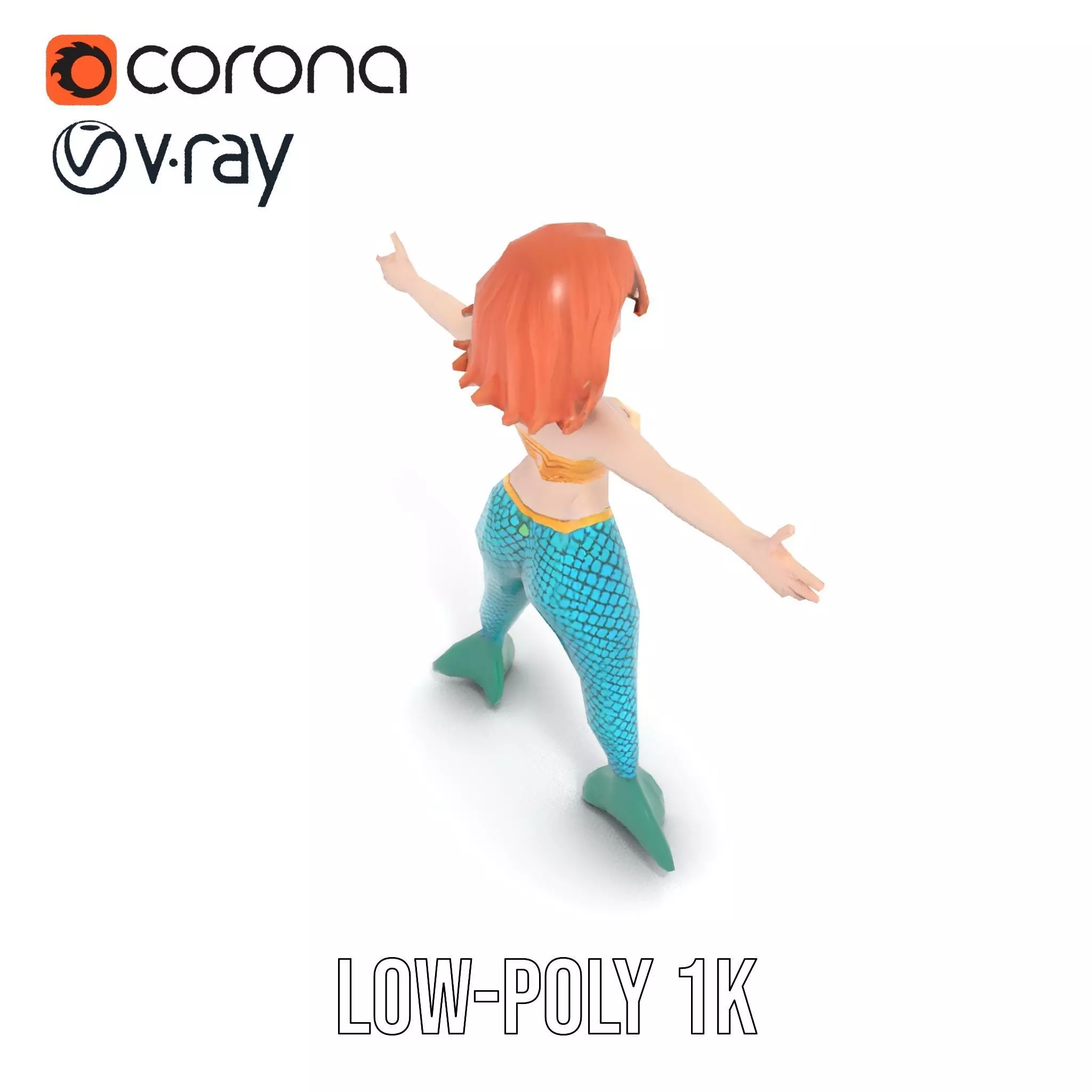 Fantasy Mermaid Character model pack Low-poly 3D model_27