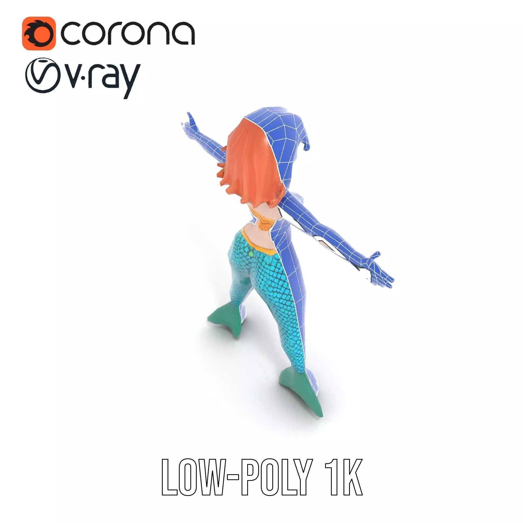 Fantasy Mermaid Character model pack Low-poly 3D model_17