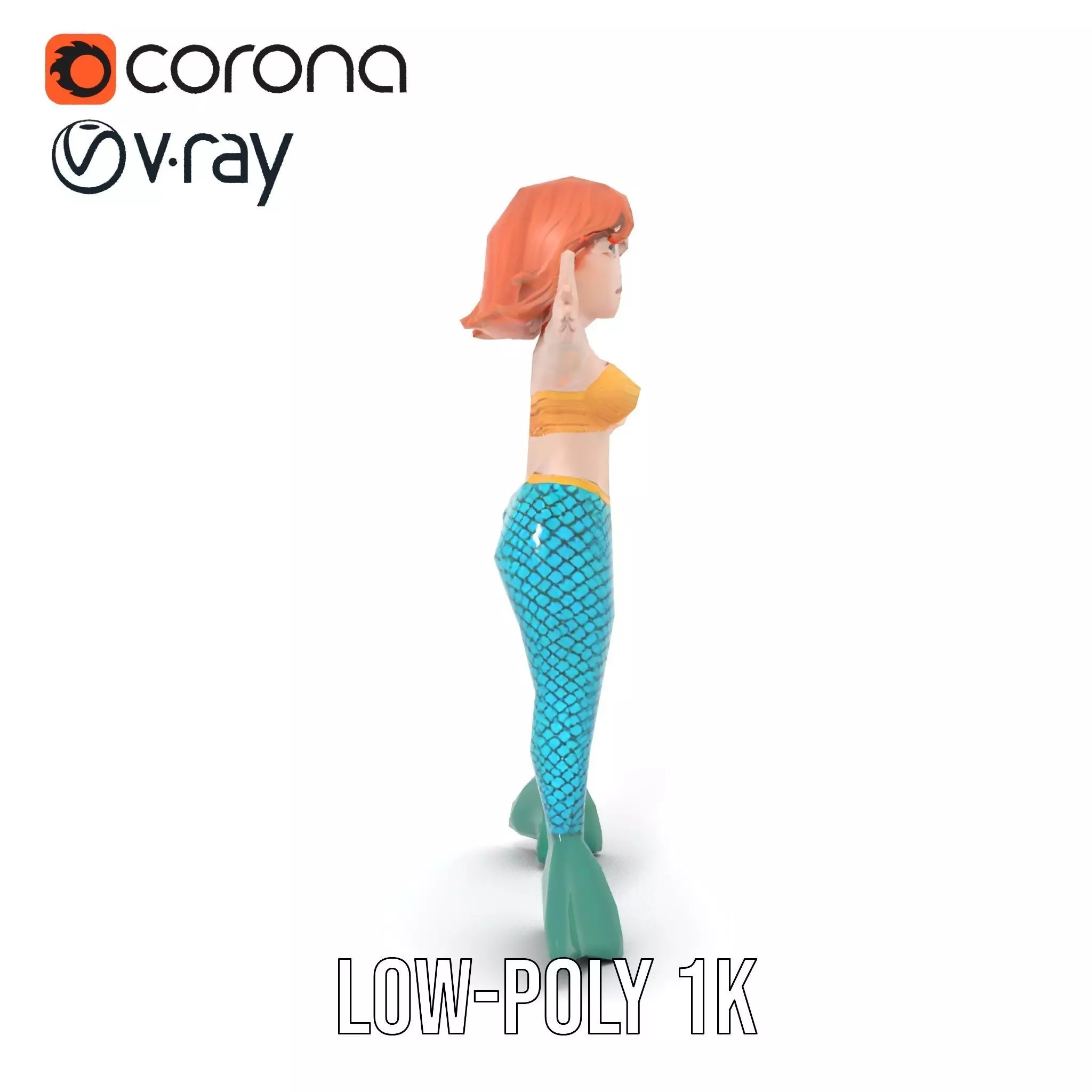 Fantasy Mermaid Character model pack Low-poly 3D model_12