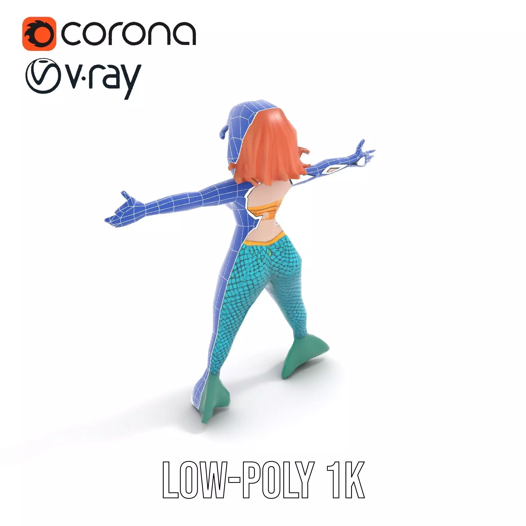 Fantasy Mermaid Character model pack Low-poly 3D model_7