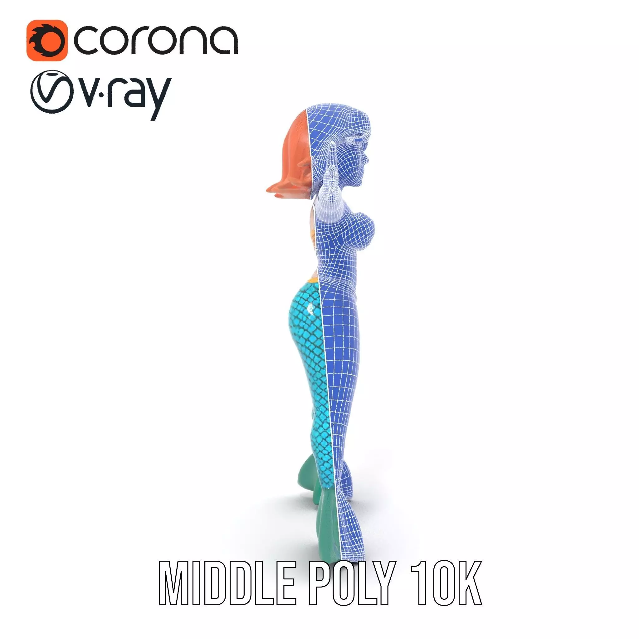 Fantasy Mermaid Character model pack Low-poly 3D model_26