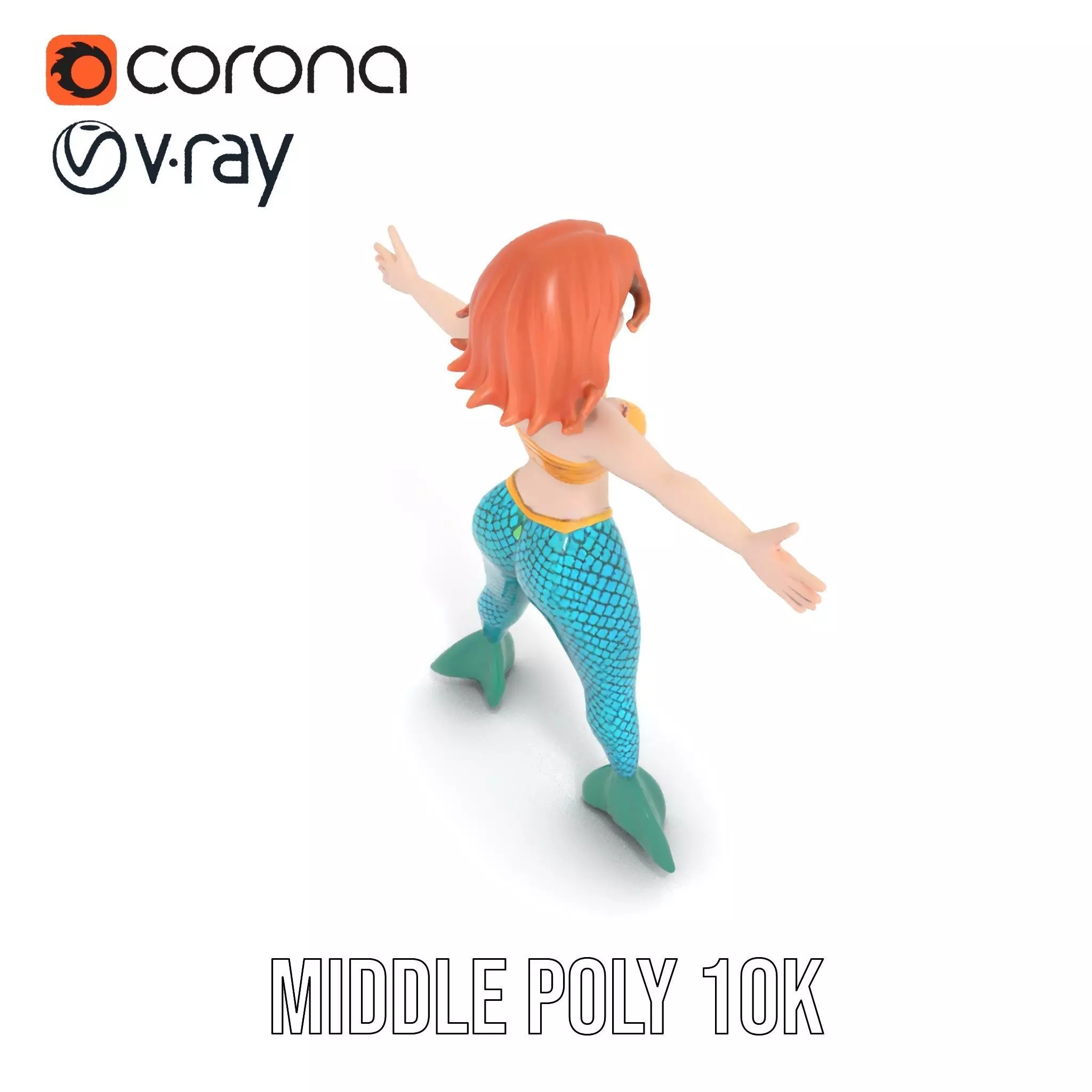 Fantasy Mermaid Character model pack Low-poly 3D model_16