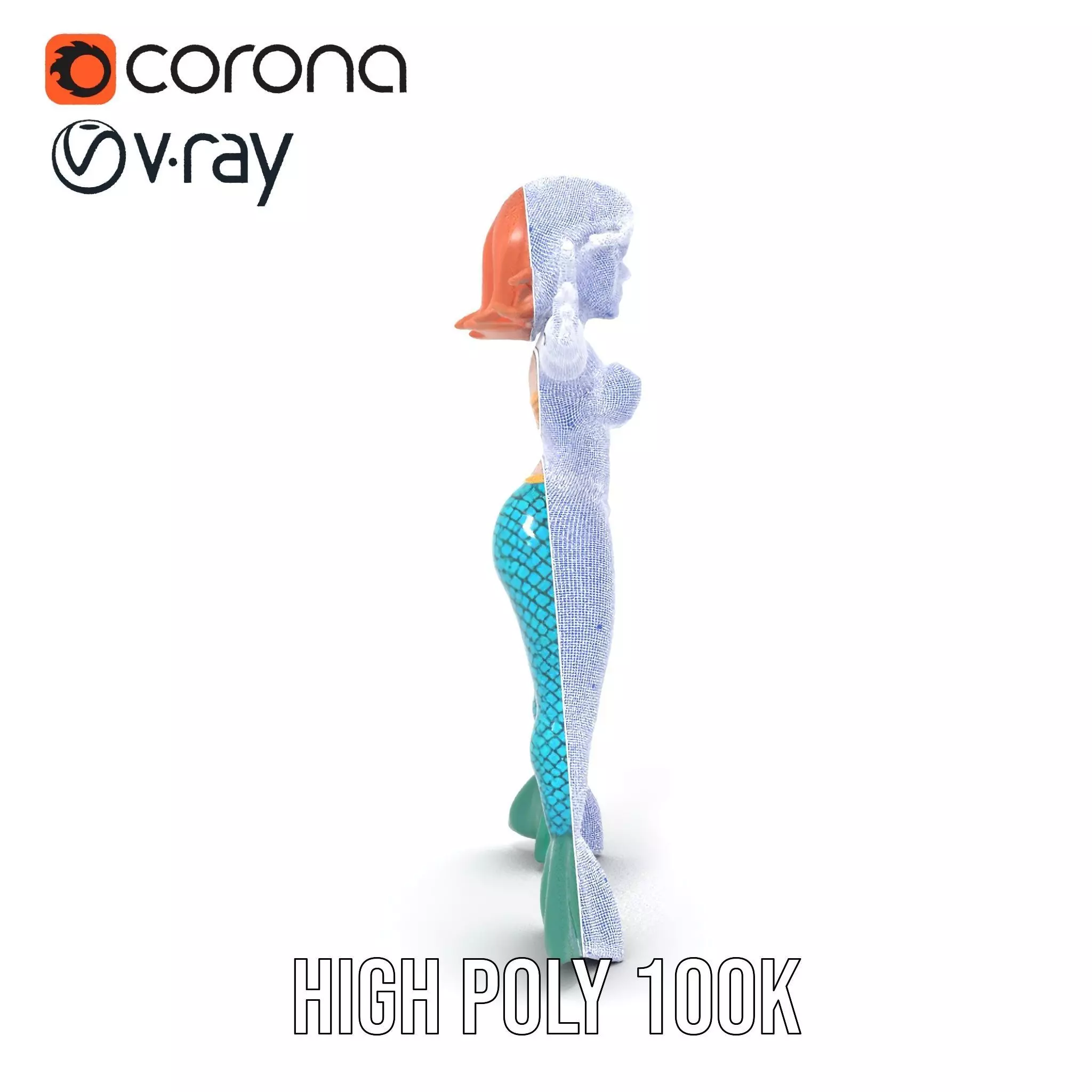 Fantasy Mermaid Character model pack Low-poly 3D model_33