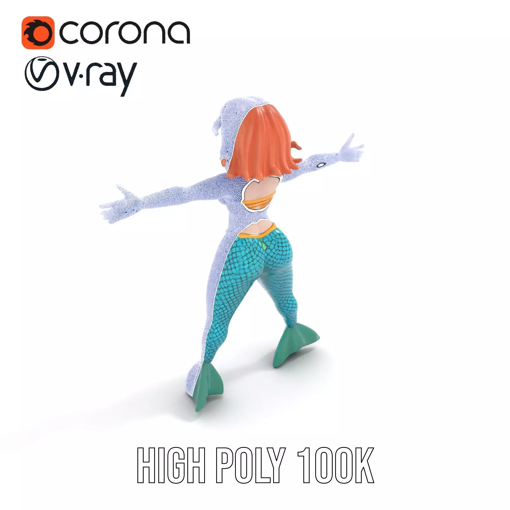 Fantasy Mermaid Character model pack Low-poly 3D model_28