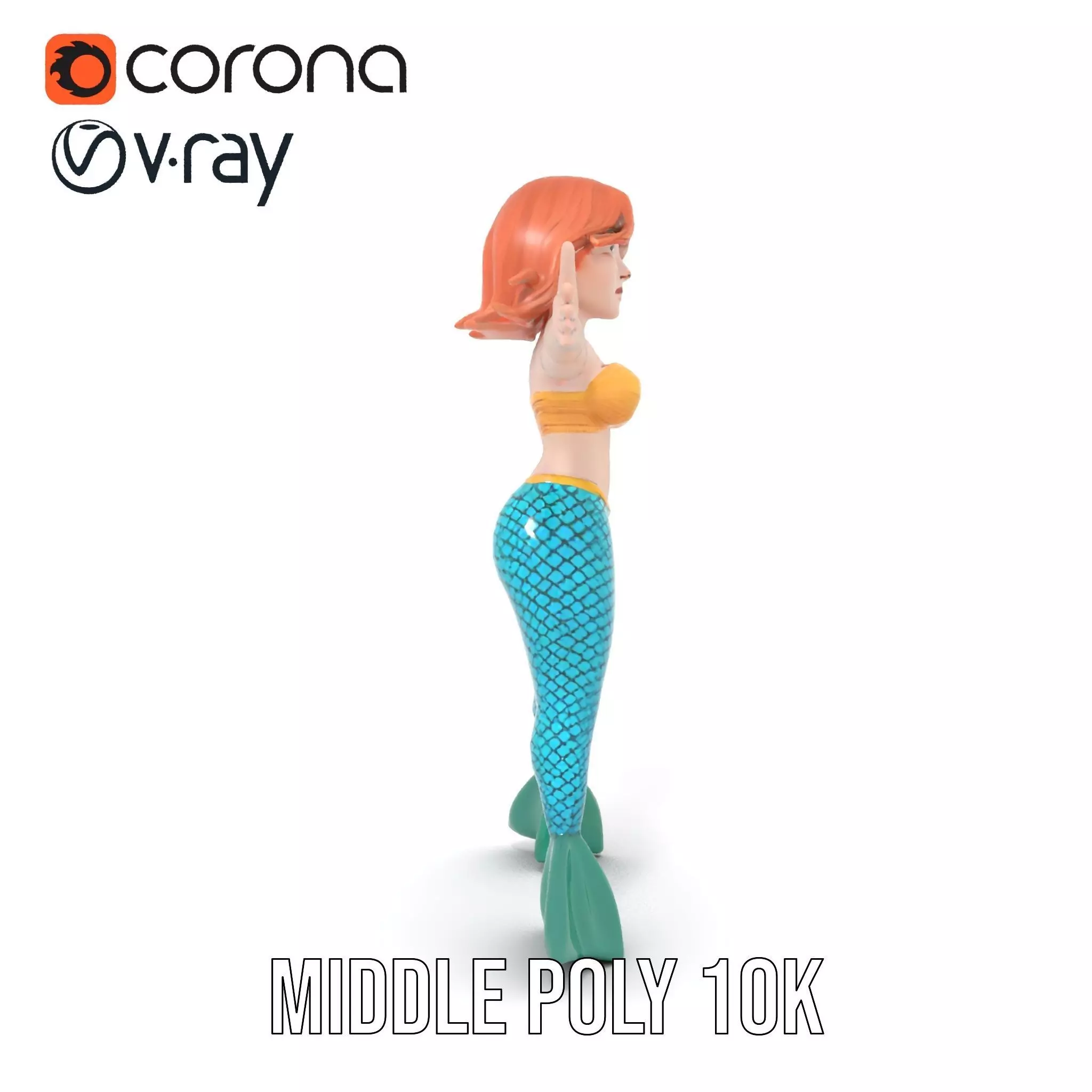 Fantasy Mermaid Character model pack Low-poly 3D model_11