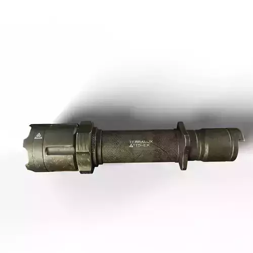 Military Flashlight PBR Game Ready 3D Model Low-poly 3D model