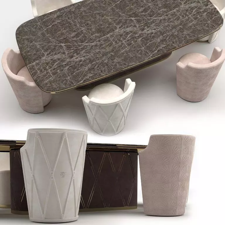 CANTEEN Visionnaire Kingsley Dining table and chairs 3D model_2