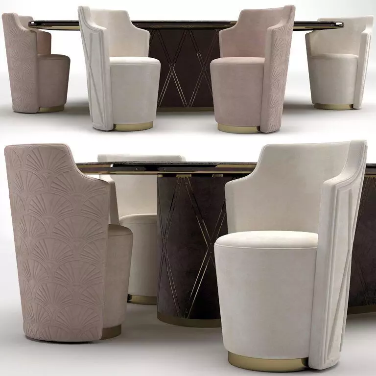 CANTEEN Visionnaire Kingsley Dining table and chairs 3D model_1