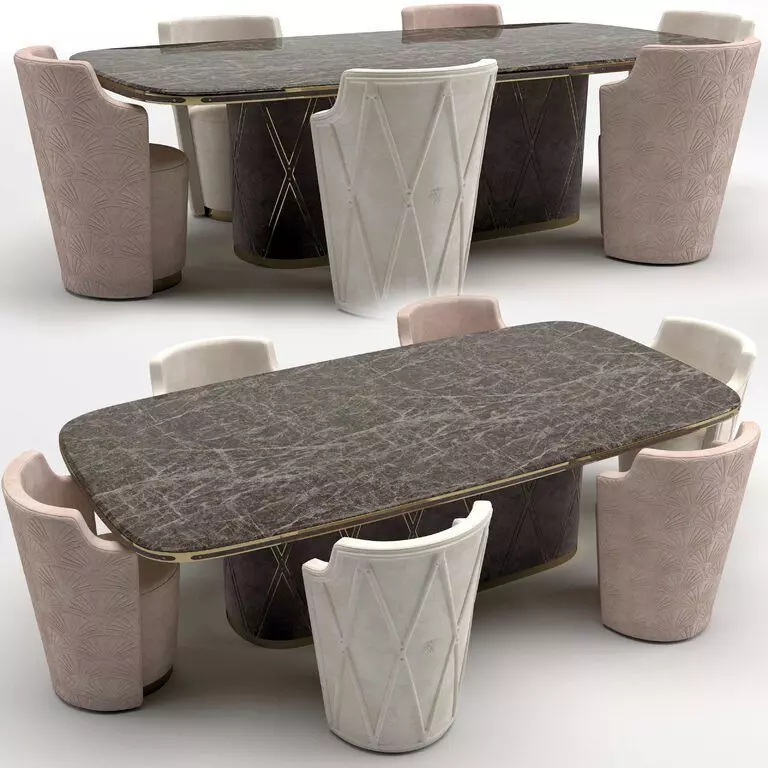 CANTEEN Visionnaire Kingsley Dining table and chairs 3D model_0