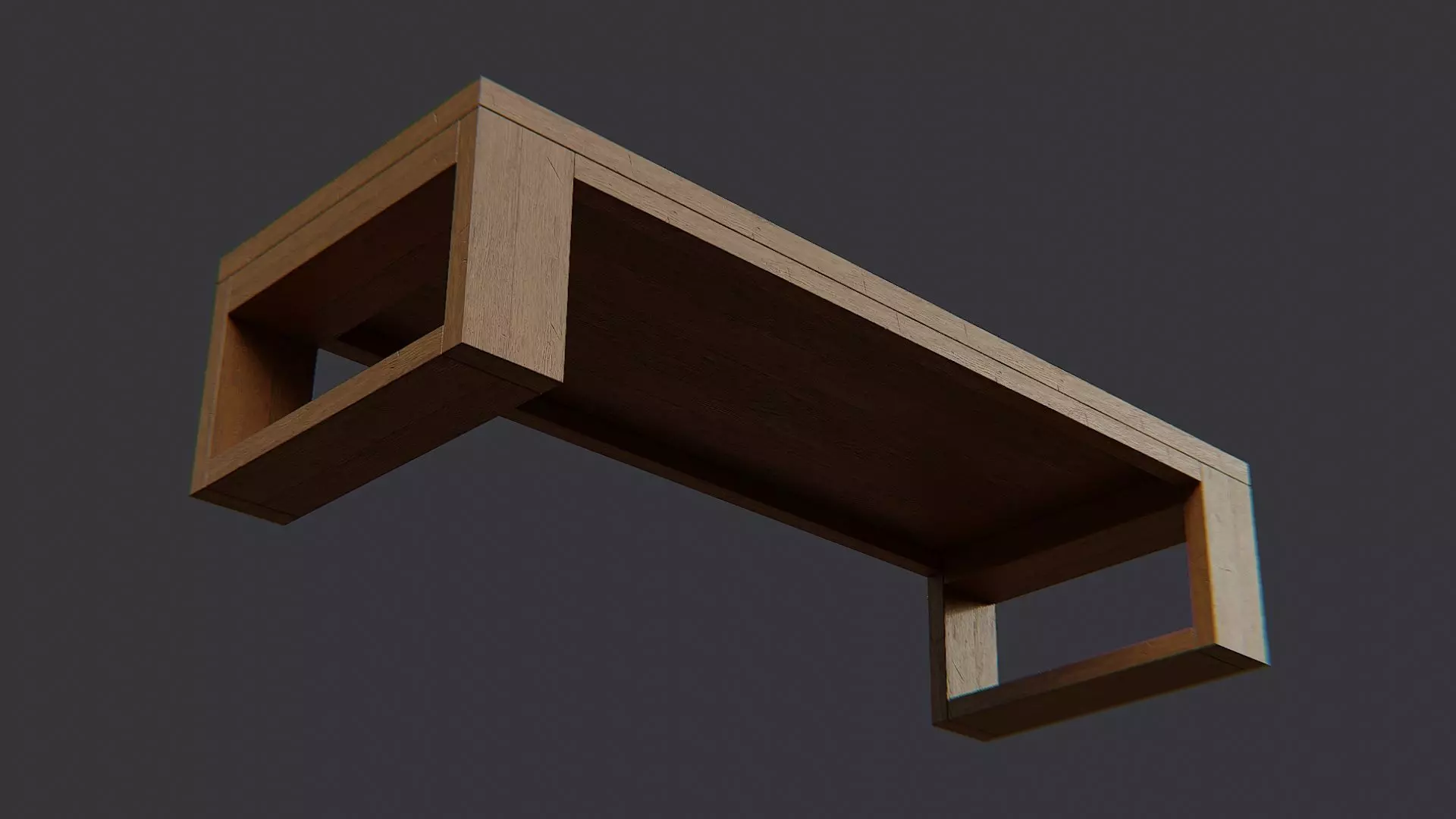 Vintage Lounge Table in Oak Finish Low-poly 3D model_5