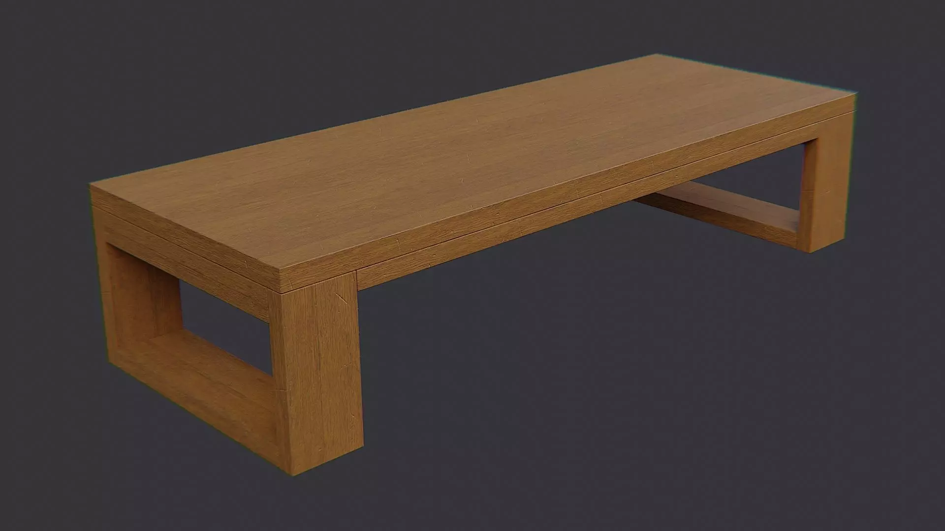 Vintage Lounge Table in Oak Finish Low-poly 3D model_0