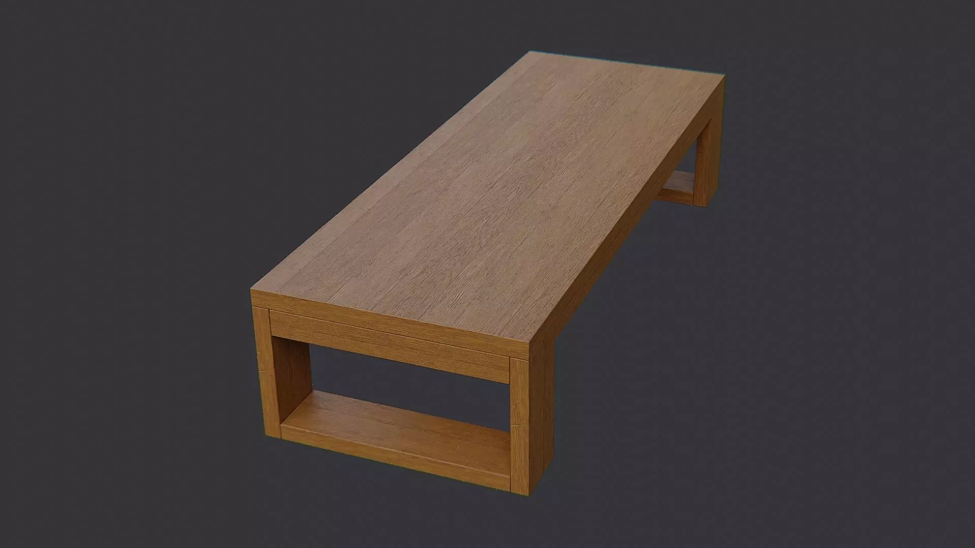 Vintage Lounge Table in Oak Finish Low-poly 3D model_3