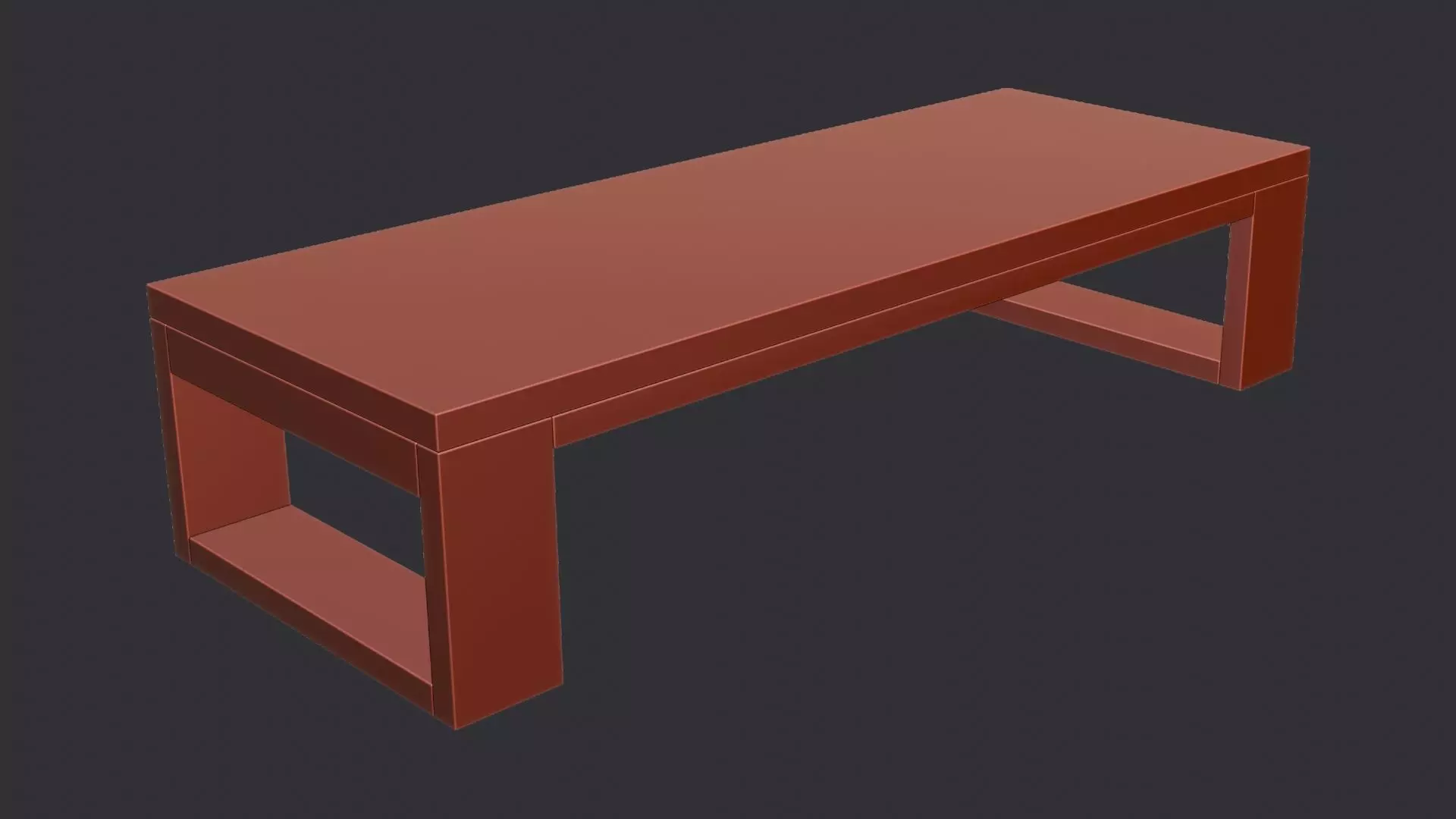 Vintage Lounge Table in Oak Finish Low-poly 3D model_6