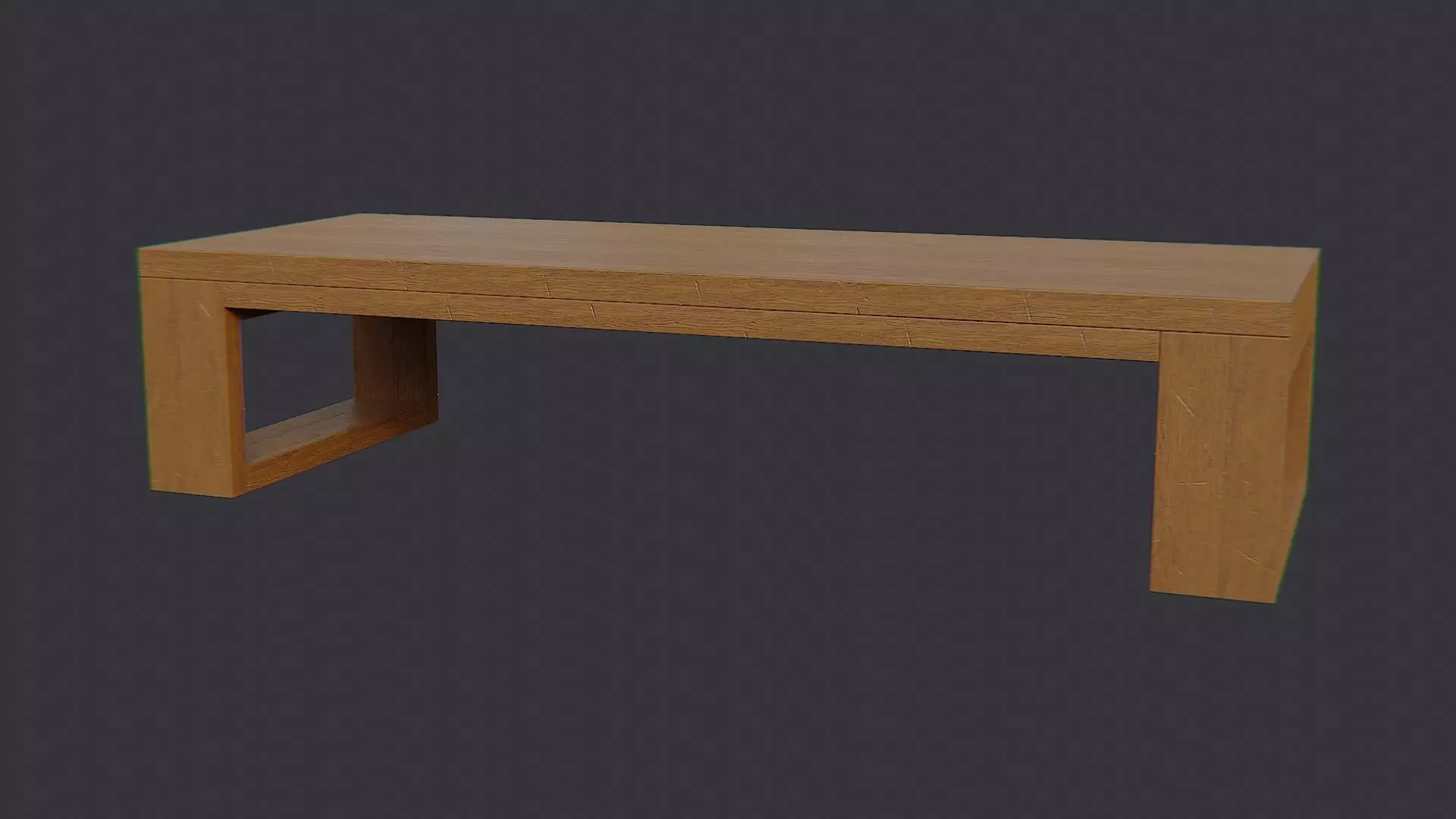 Vintage Lounge Table in Oak Finish Low-poly 3D model_2