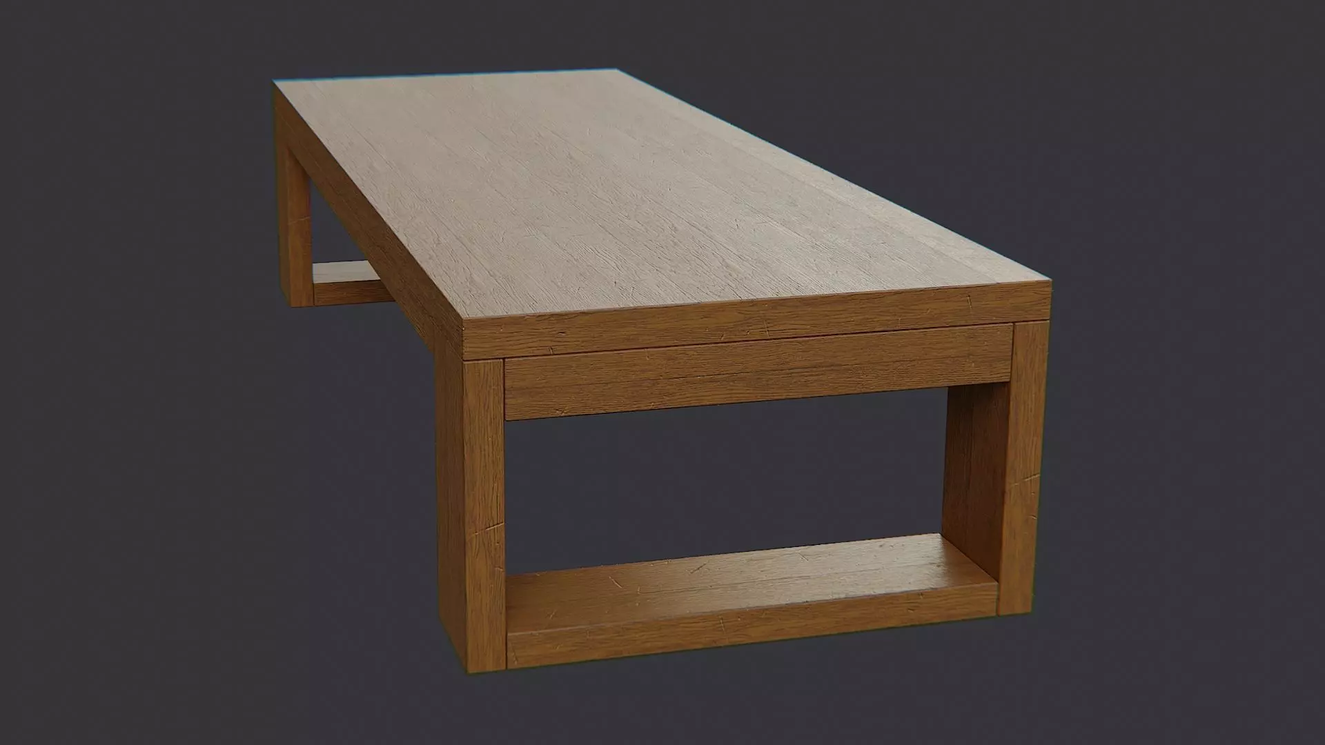 Vintage Lounge Table in Oak Finish Low-poly 3D model_1