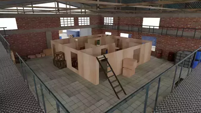 Modular TDM Map Warehouse FPS Game Ready