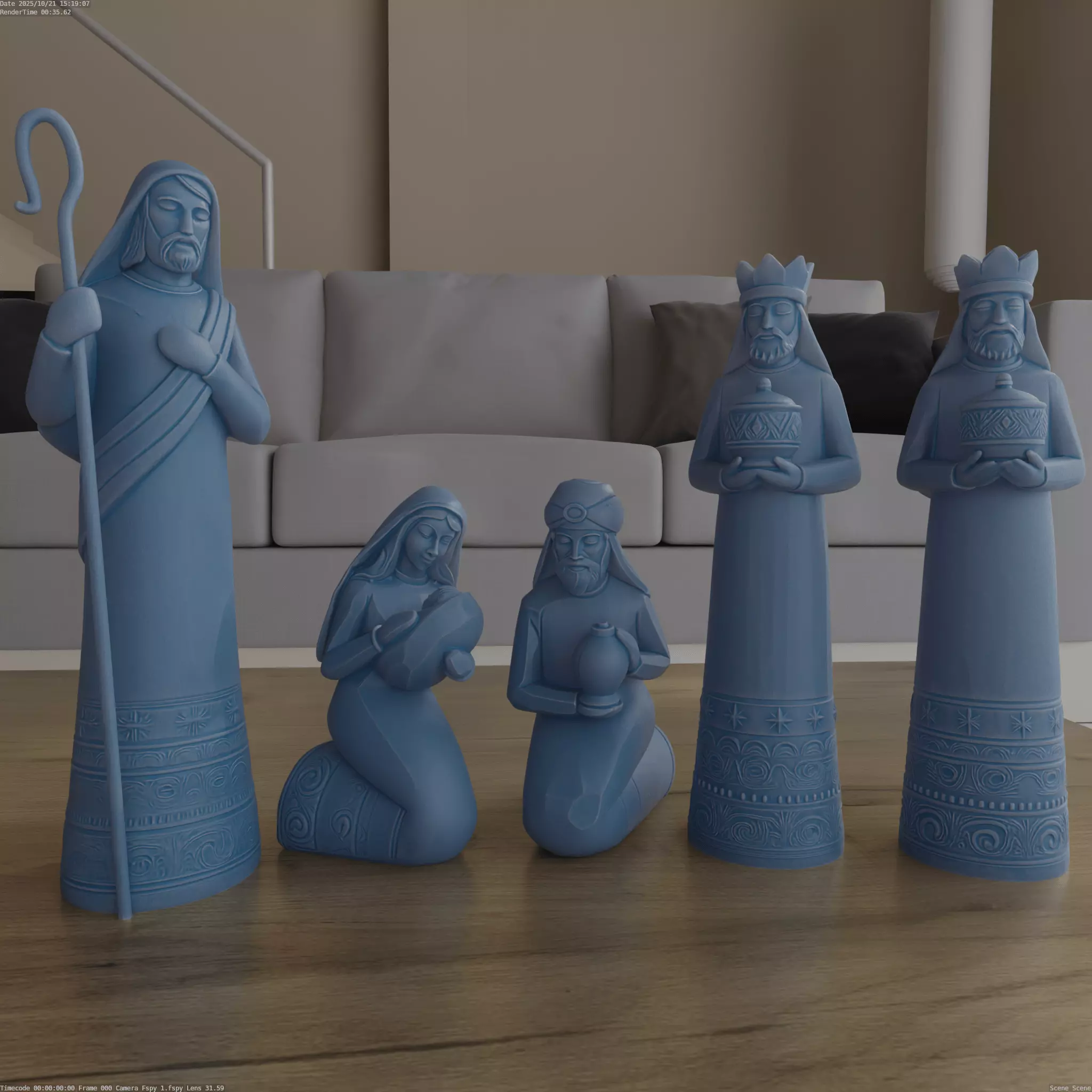Modern Nativity Scene 3D Model STL Print Ready 3D print model_0