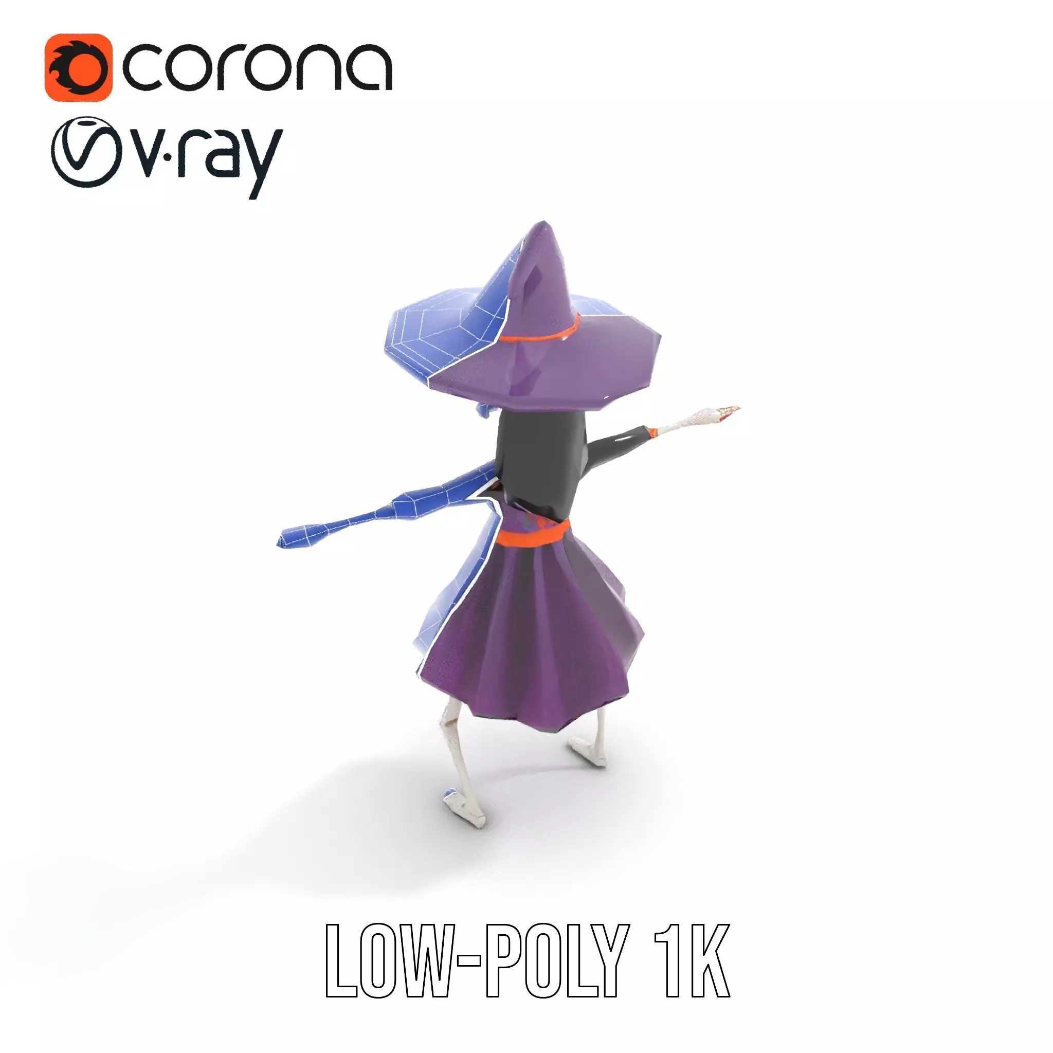 Skeleton Witch Purple model pack Low-poly 3D model_21