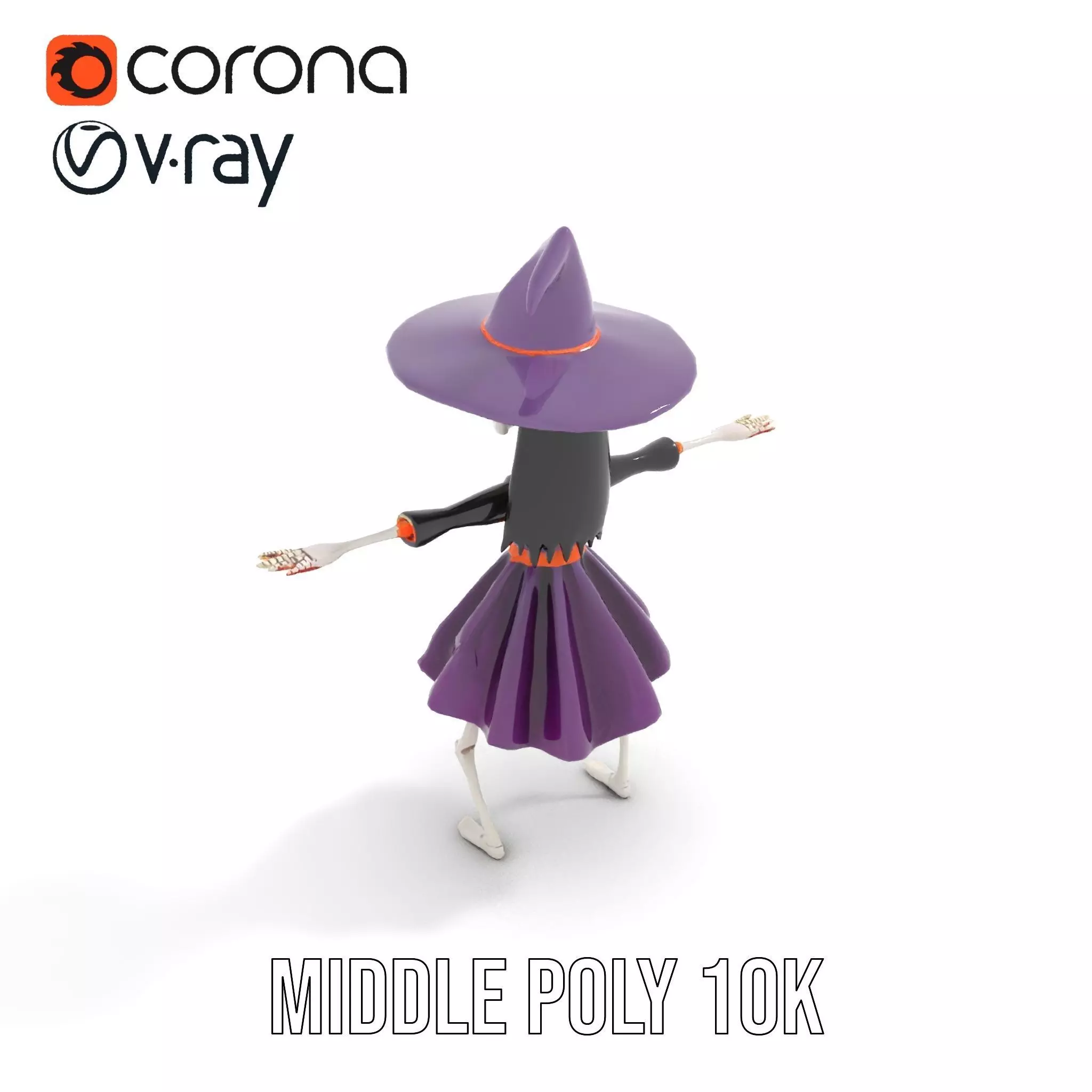 Skeleton Witch Purple model pack Low-poly 3D model_15