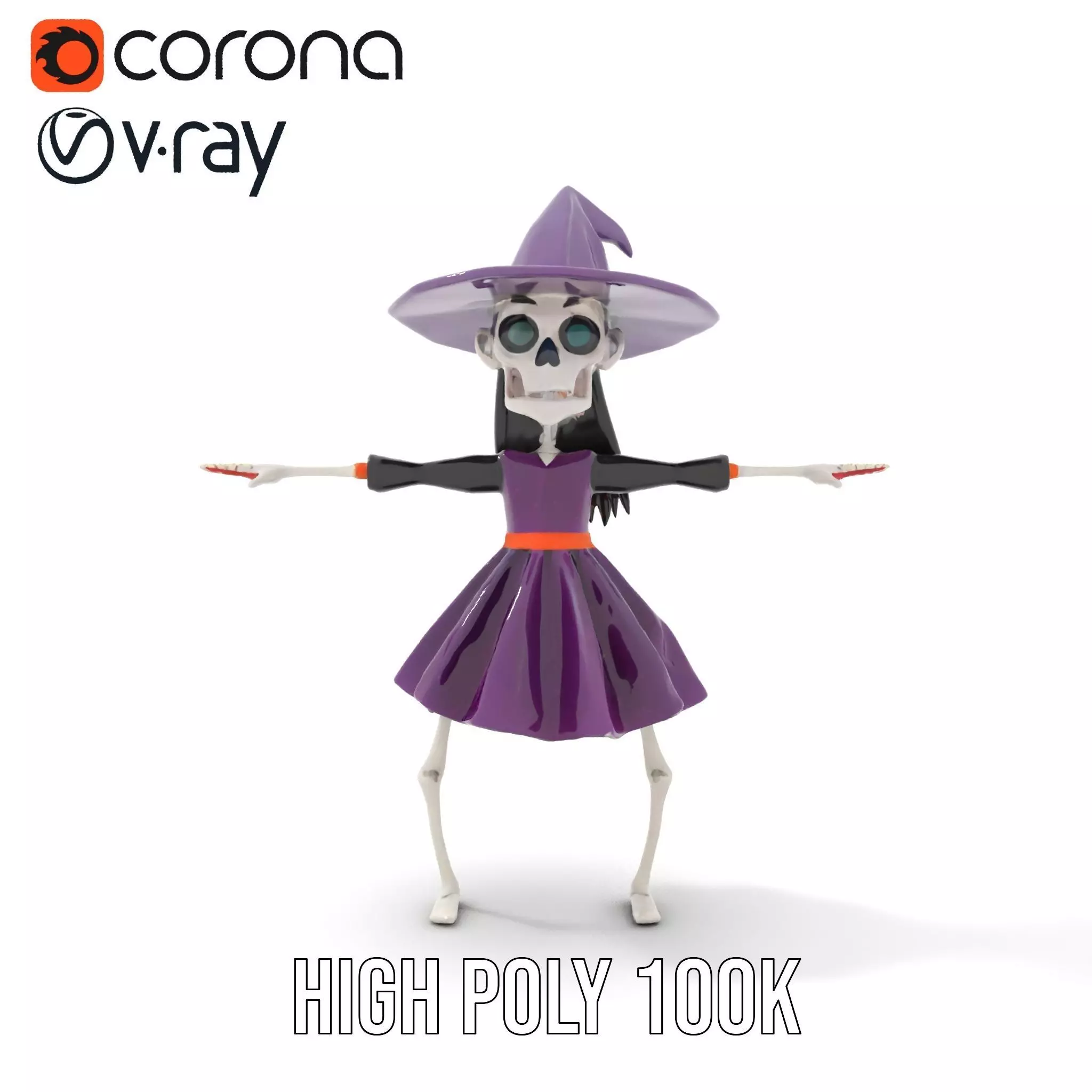 Skeleton Witch Purple model pack Low-poly 3D model_17