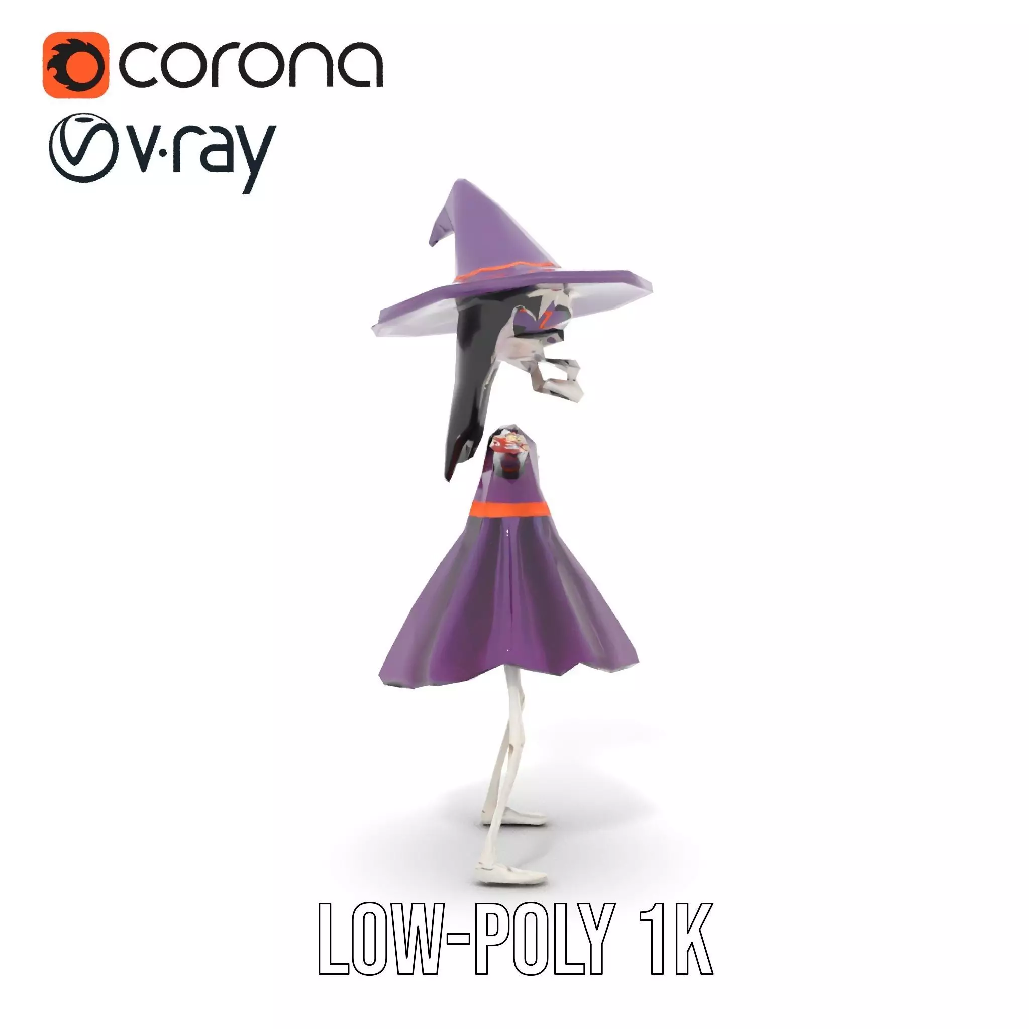 Skeleton Witch Purple model pack Low-poly 3D model_8