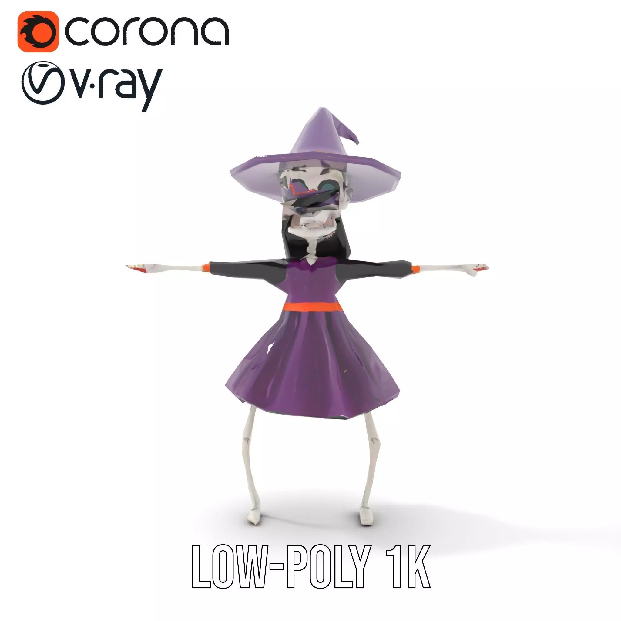 Skeleton Witch Purple model pack Low-poly 3D model_14