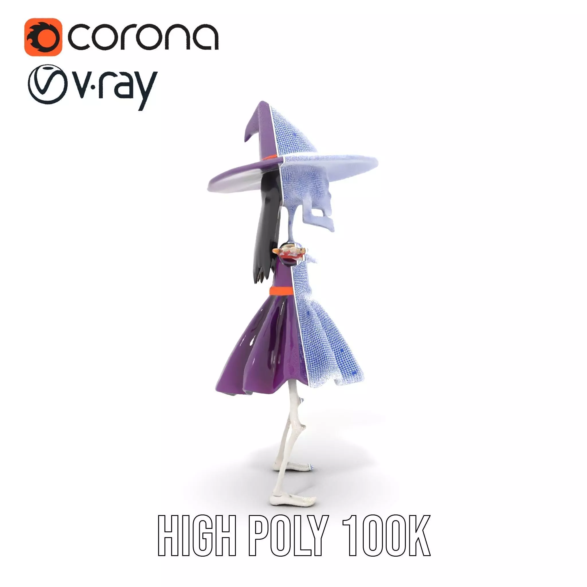 Skeleton Witch Purple model pack Low-poly 3D model_25