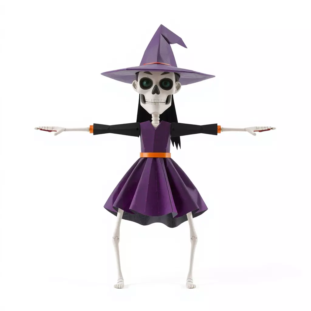 Skeleton Witch Purple model pack Low-poly 3D model_2