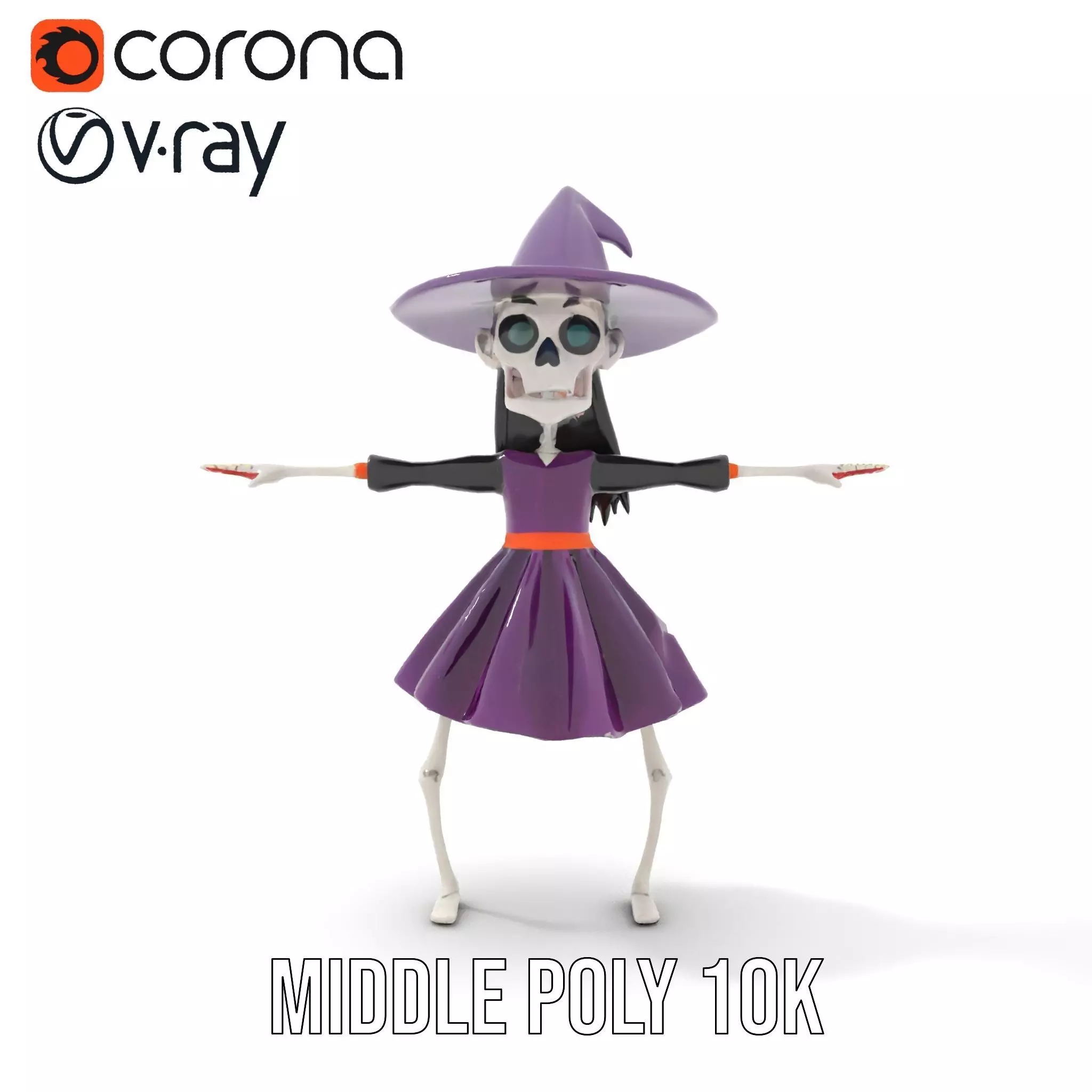 Skeleton Witch Purple model pack Low-poly 3D model_13