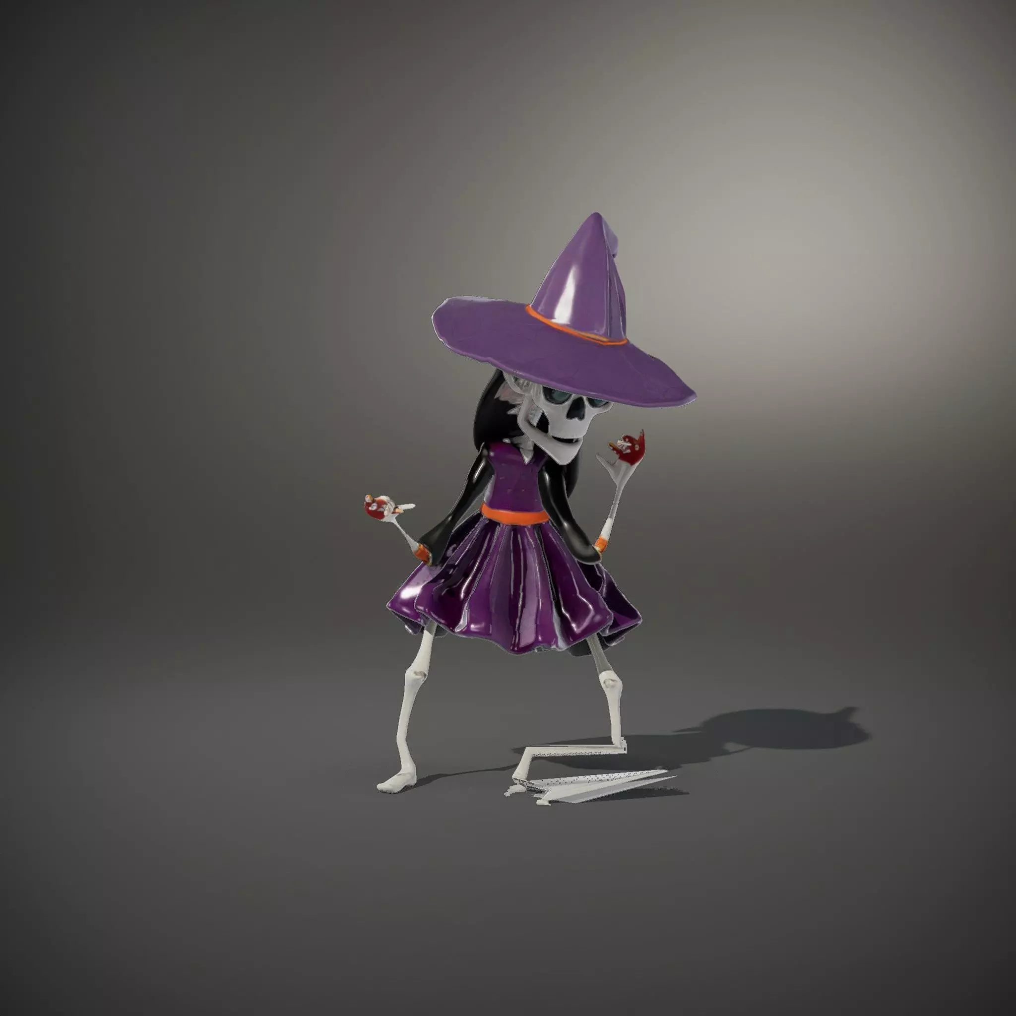 Skeleton Witch Purple model pack Low-poly 3D model_33