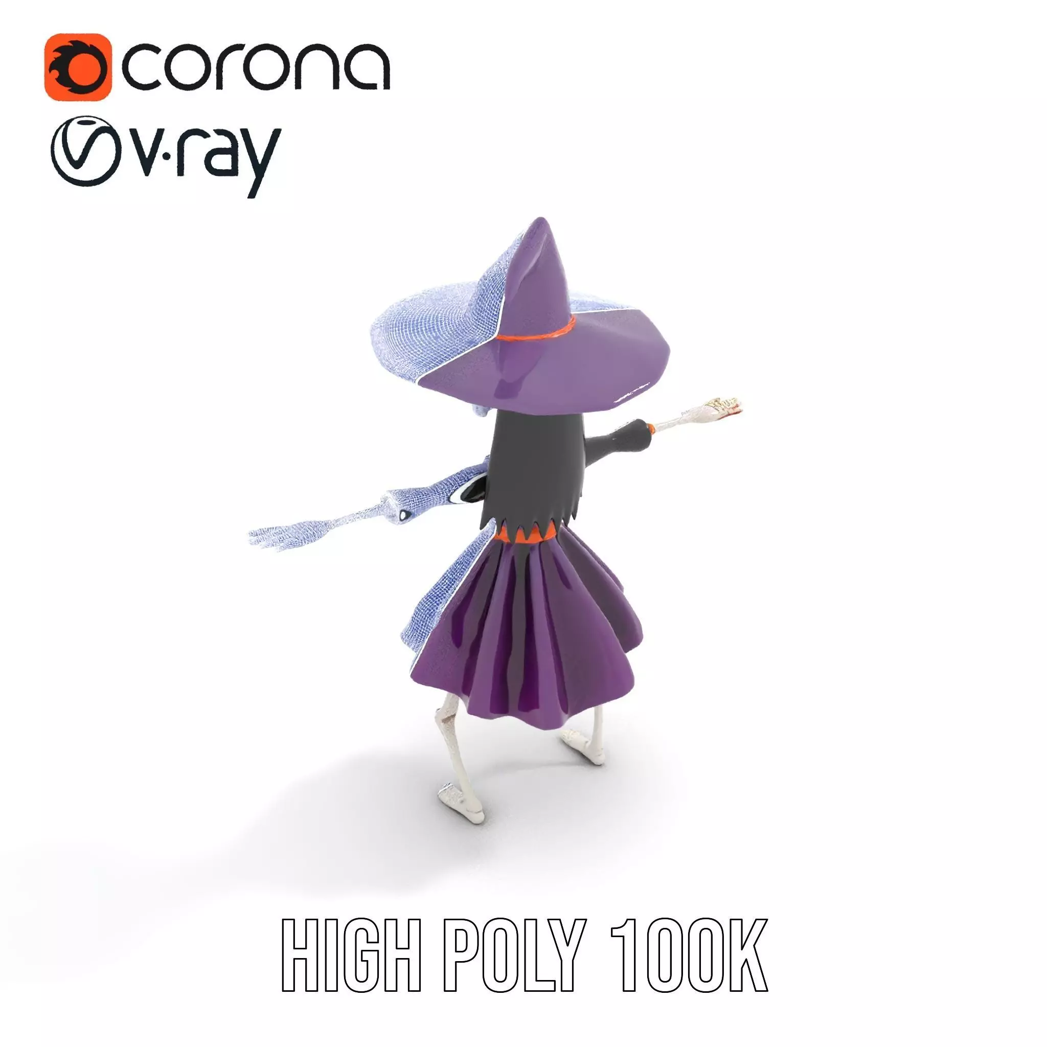 Skeleton Witch Purple model pack Low-poly 3D model_31