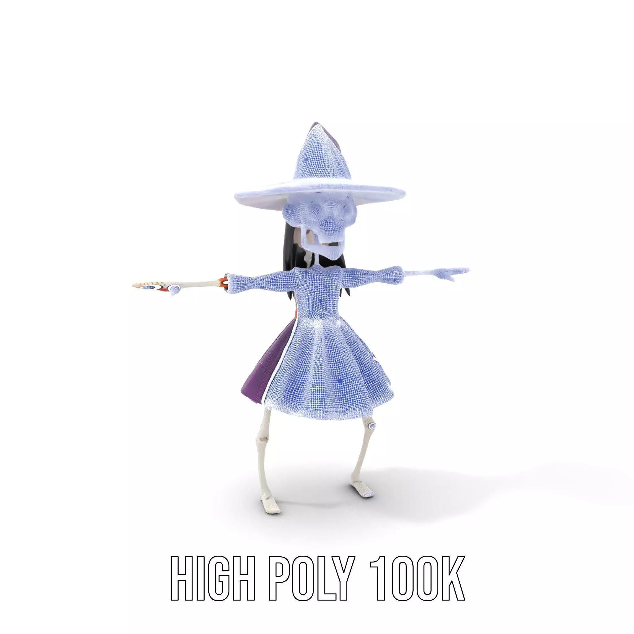 Skeleton Witch Purple model pack Low-poly 3D model_4