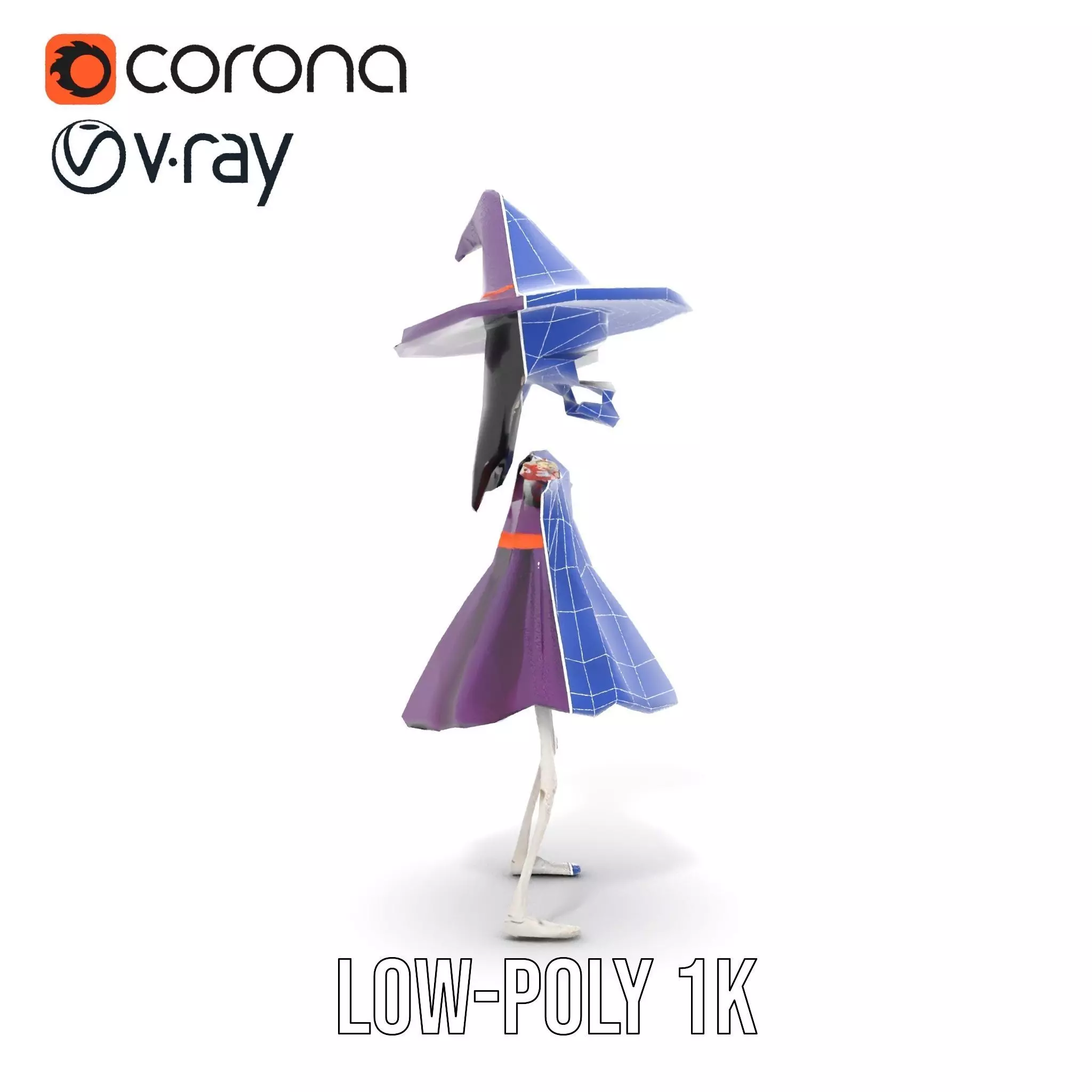 Skeleton Witch Purple model pack Low-poly 3D model_7