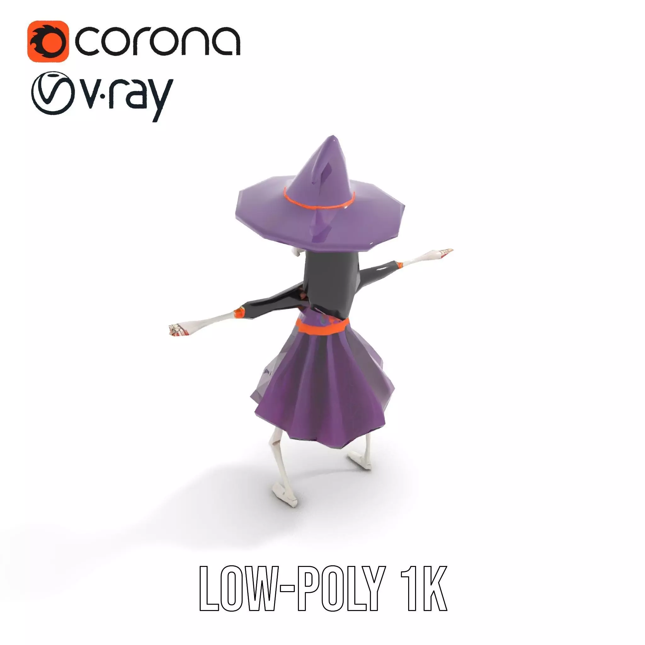 Skeleton Witch Purple model pack Low-poly 3D model_16