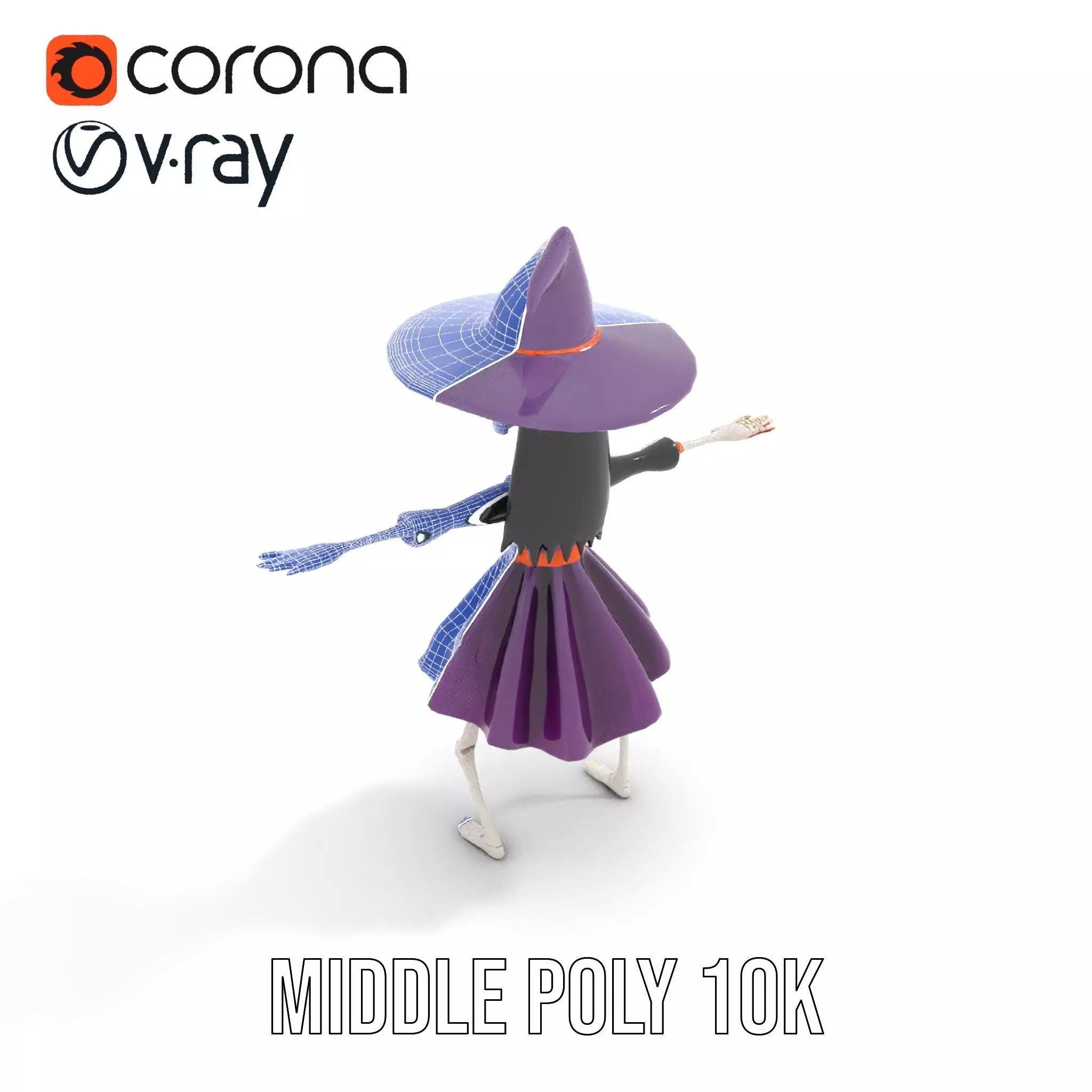 Skeleton Witch Purple model pack Low-poly 3D model_26