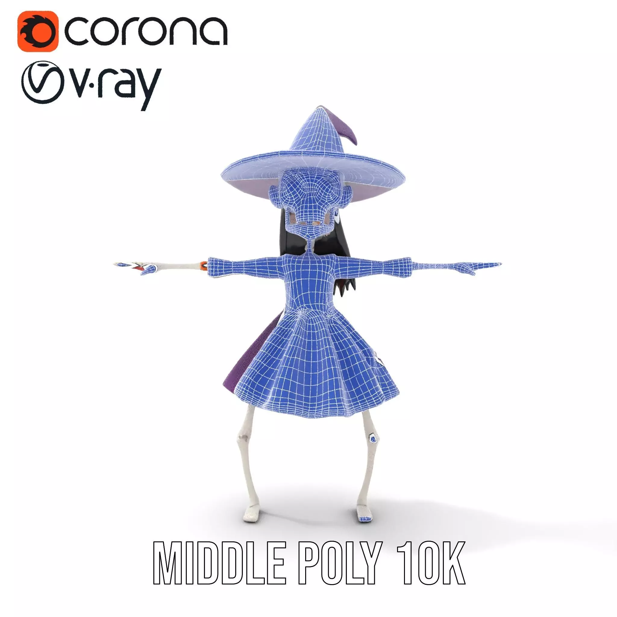 Skeleton Witch Purple model pack Low-poly 3D model_29