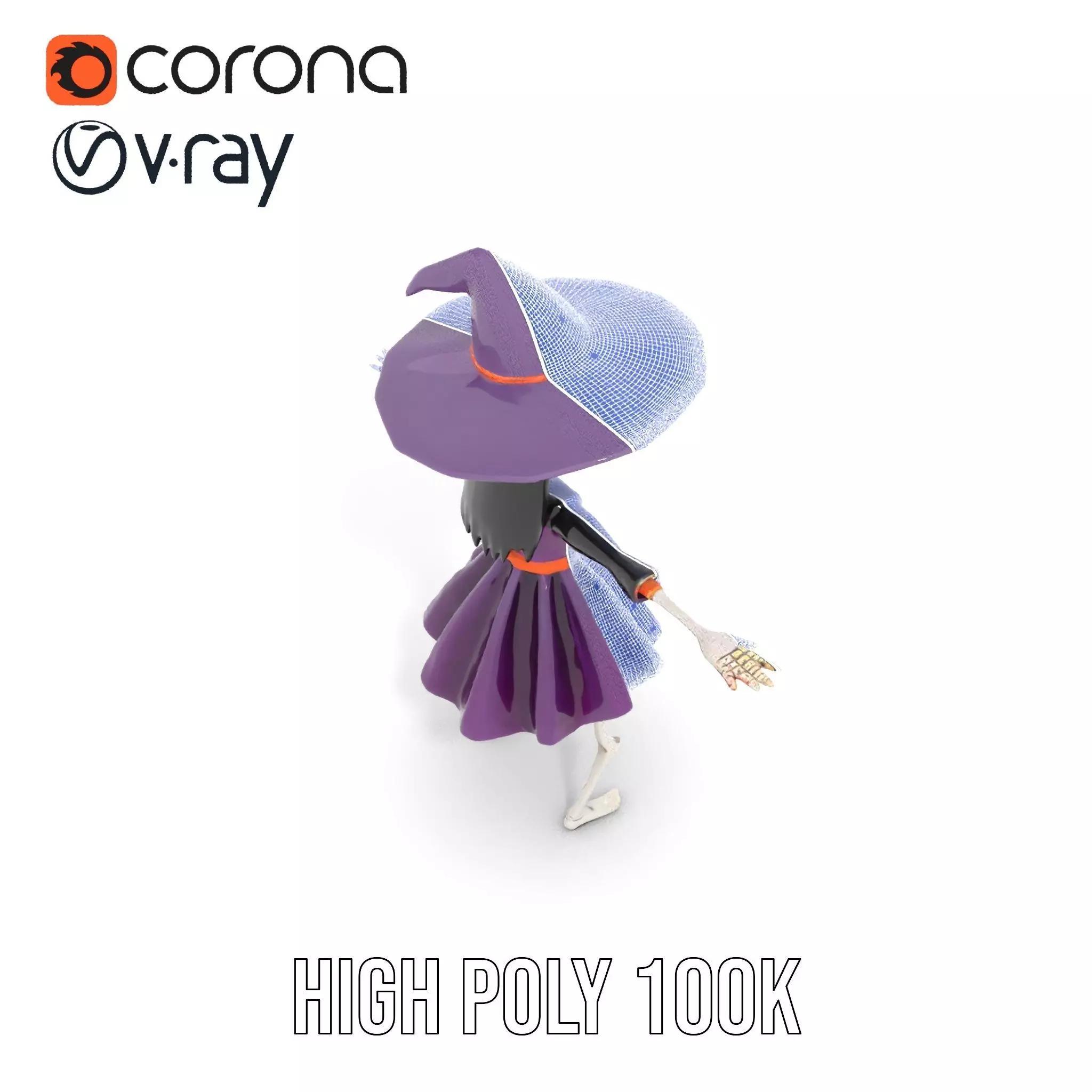Skeleton Witch Purple model pack Low-poly 3D model_32