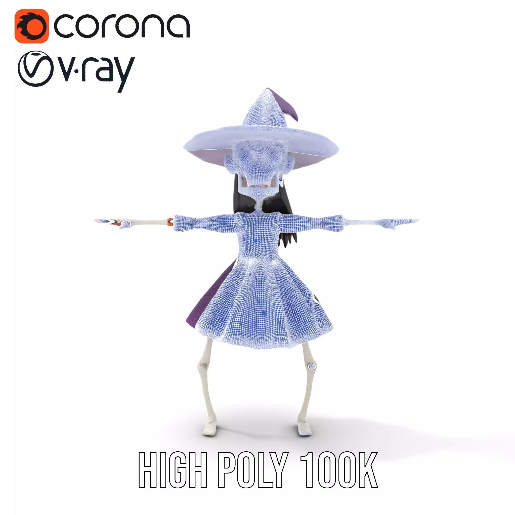 Skeleton Witch Purple model pack Low-poly 3D model_28