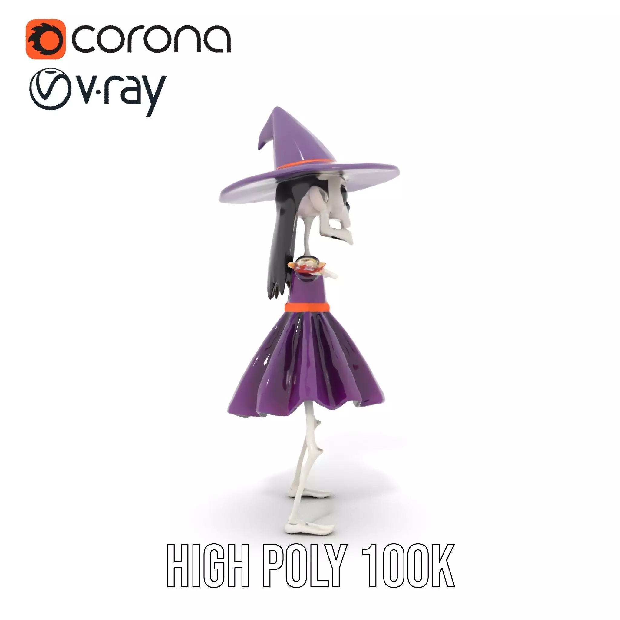 Skeleton Witch Purple model pack Low-poly 3D model_22