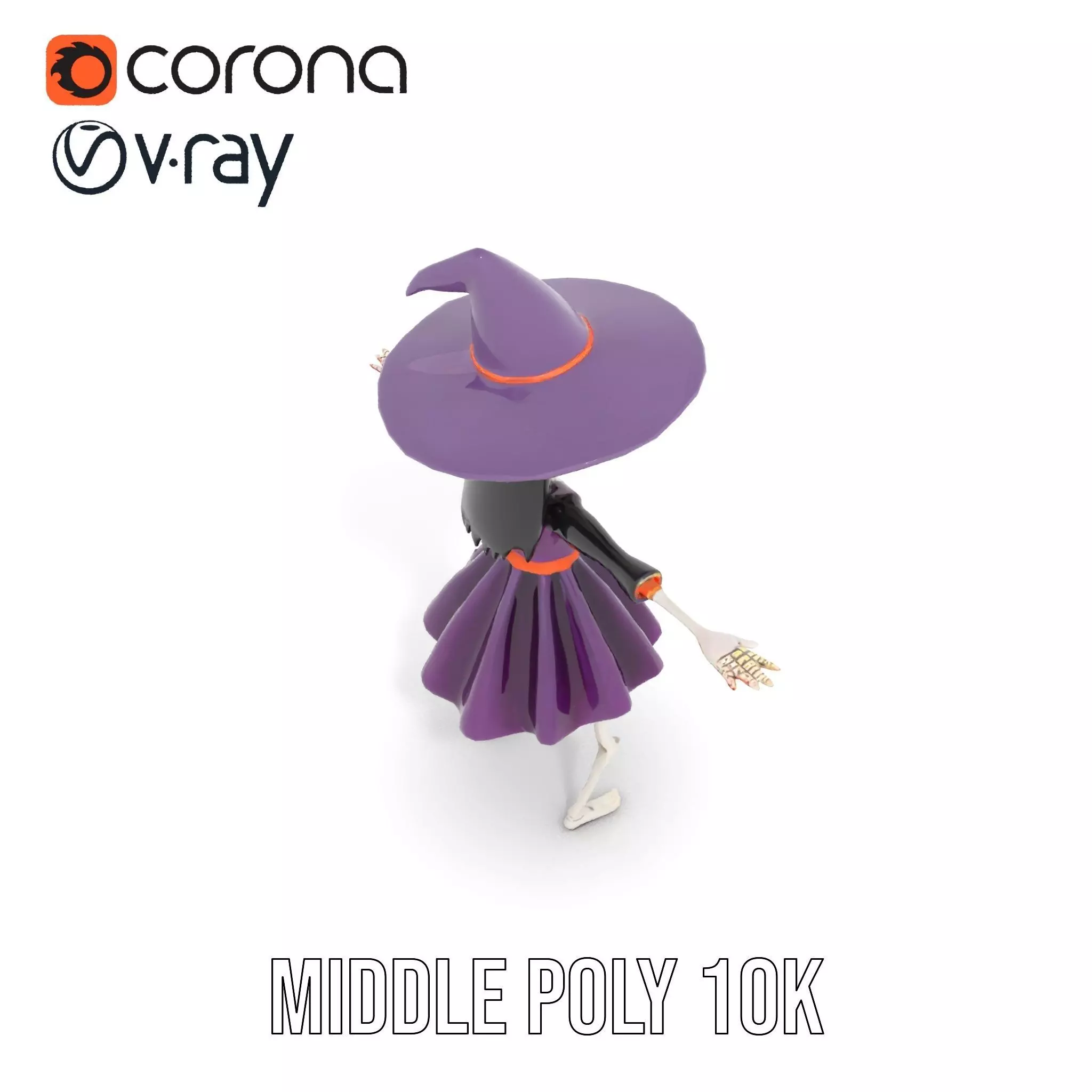 Skeleton Witch Purple model pack Low-poly 3D model_6