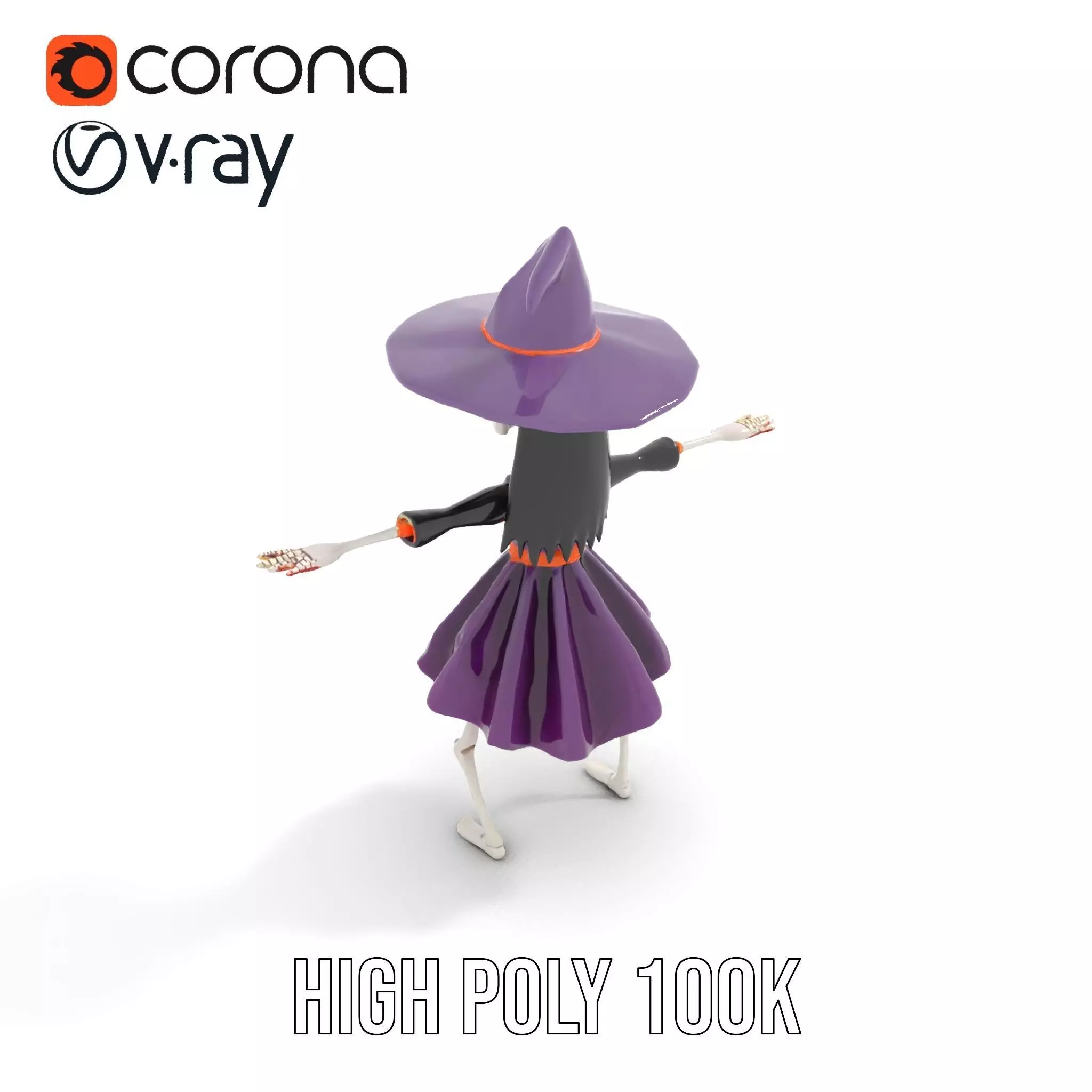 Skeleton Witch Purple model pack Low-poly 3D model_9