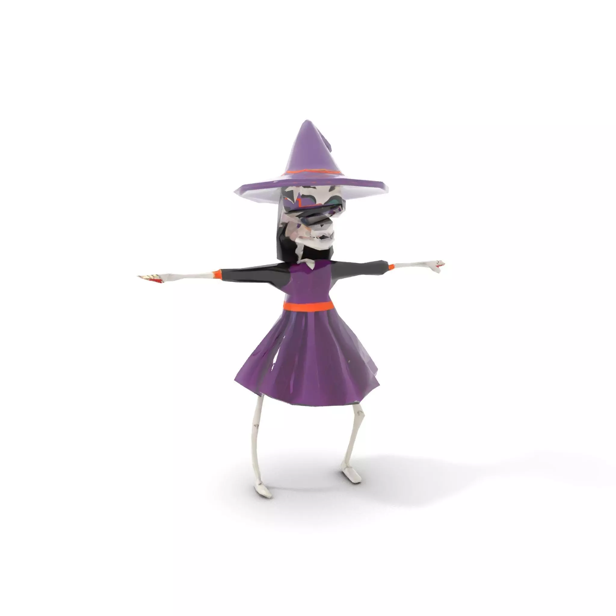 Skeleton Witch Purple model pack Low-poly 3D model_11