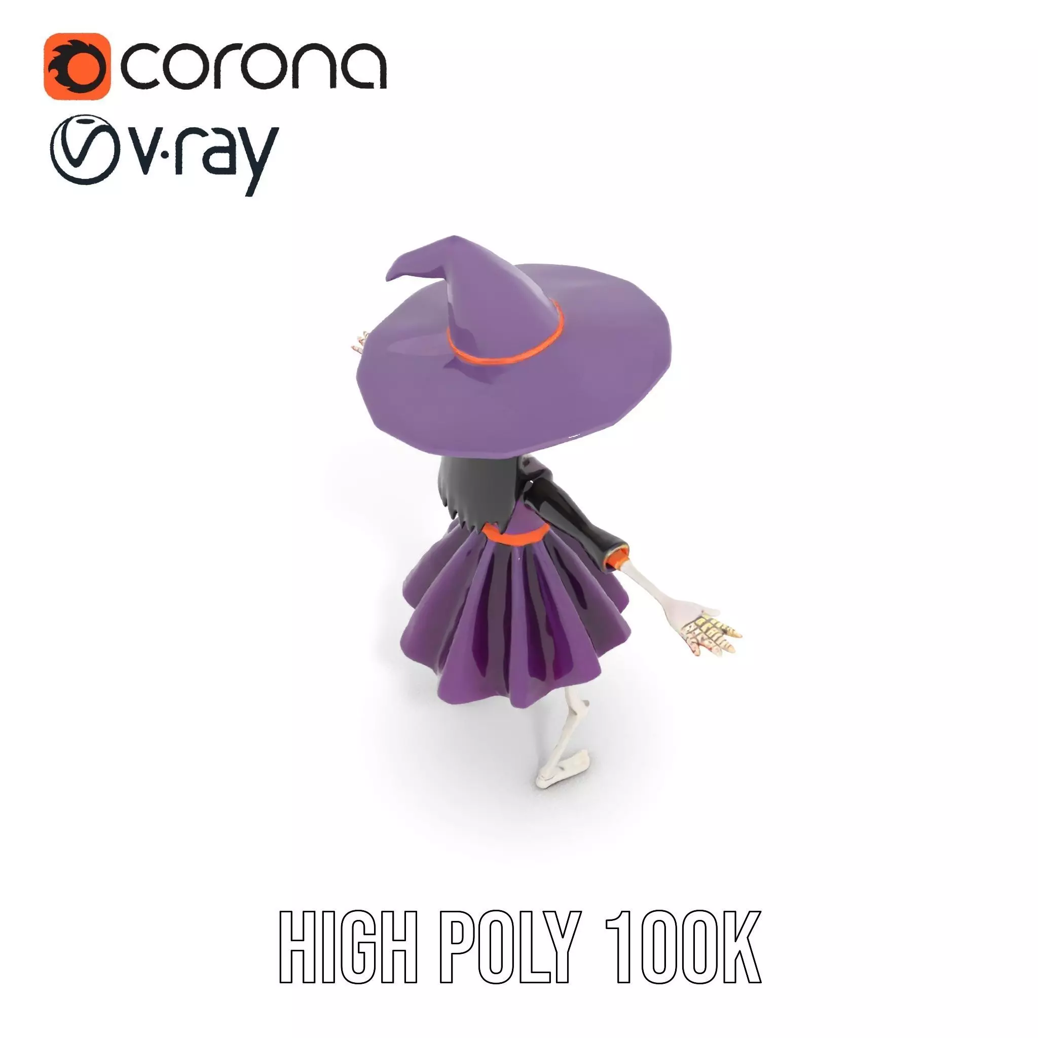 Skeleton Witch Purple model pack Low-poly 3D model_12