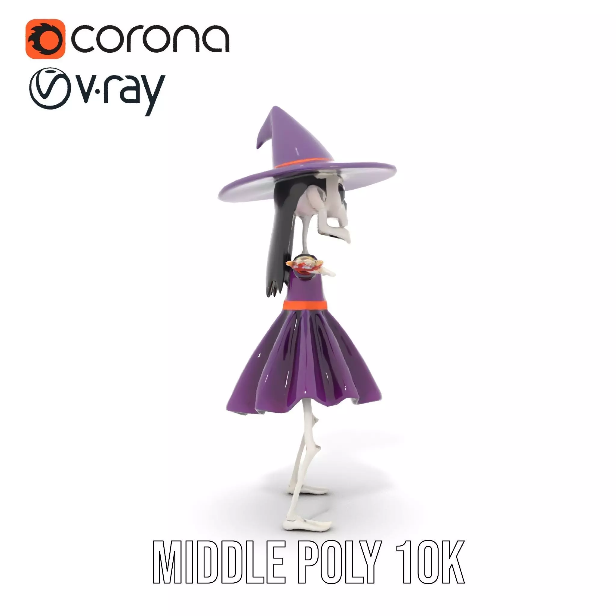 Skeleton Witch Purple model pack Low-poly 3D model_10